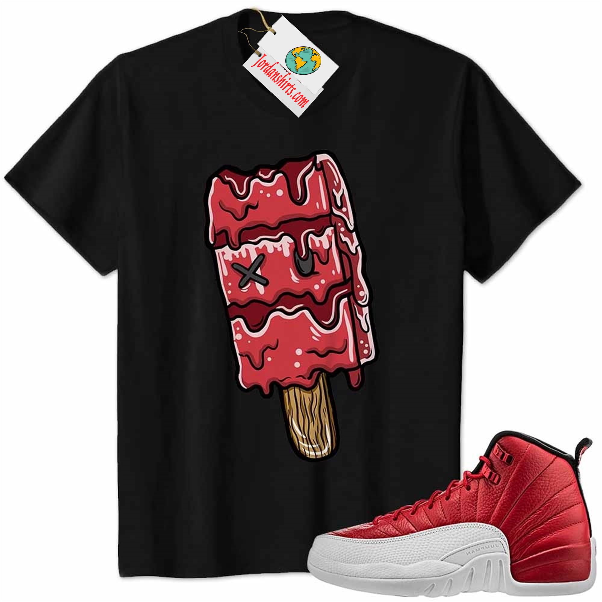 Jordan 12 Shirt, Ice Cream Dripping Black Air Jordan 12 Gym Red 12s Plus Size Up To 5xl