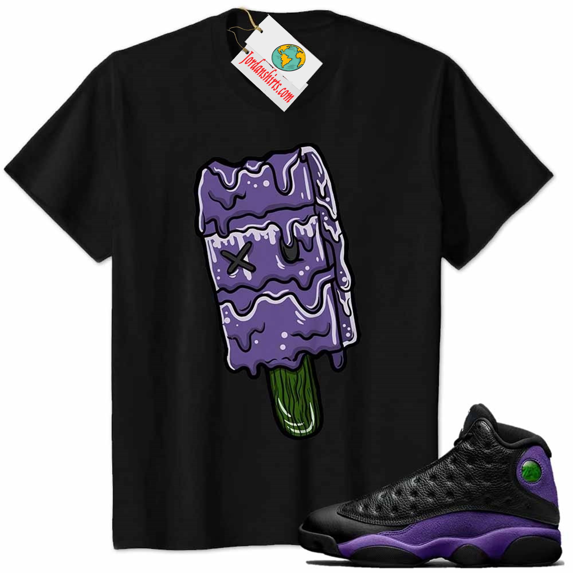 Jordan 13 Shirt, Ice Cream Dripping Black Air Jordan 13 Court Purple 13s Size Up To 5xl