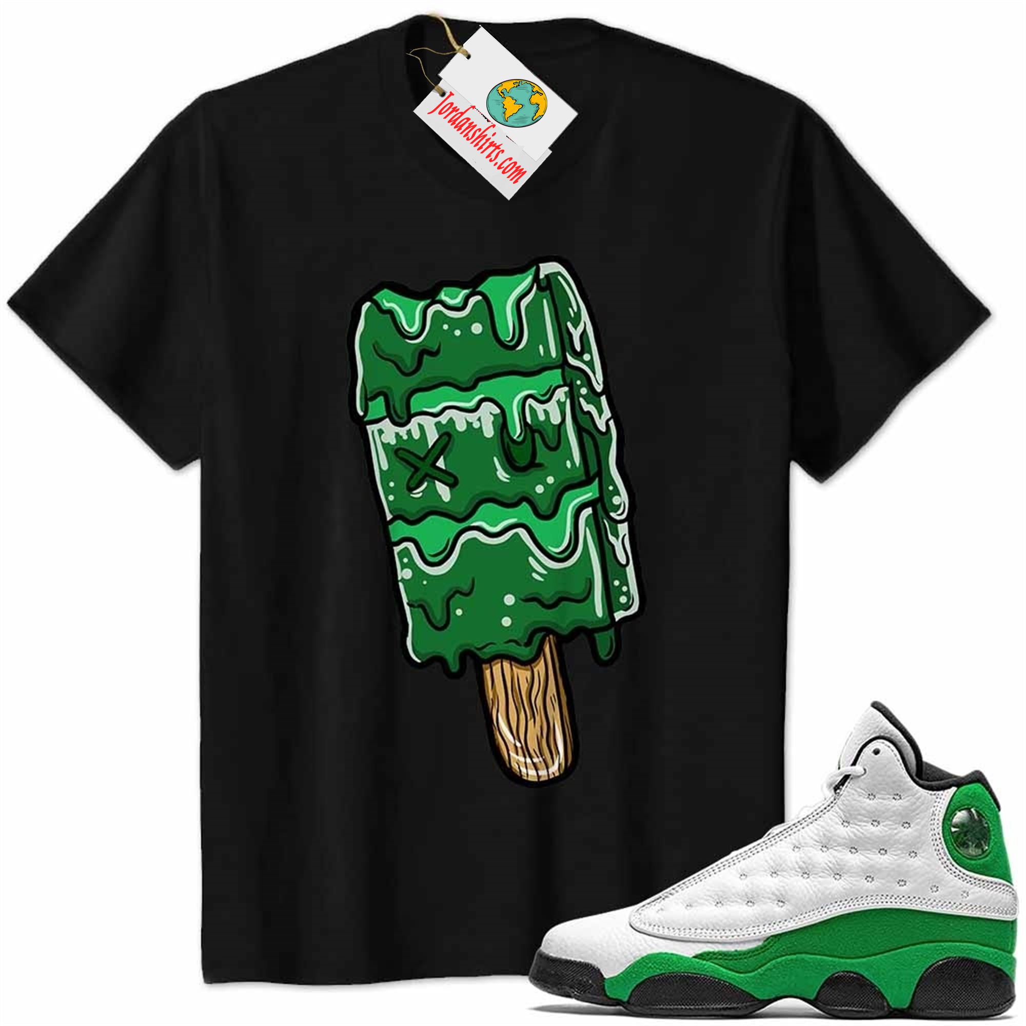 Jordan 13 Shirt, Ice Cream Dripping Black Air Jordan 13 Lucky Green 13s Plus Size Up To 5xl