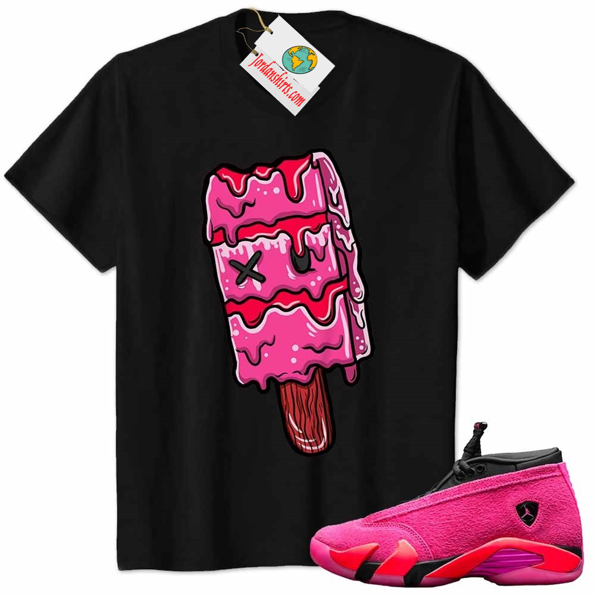 Jordan 14 Shirt, Ice Cream Dripping Black Air Jordan 14 Wmns Shocking Pink 14s Full Size Up To 5xl