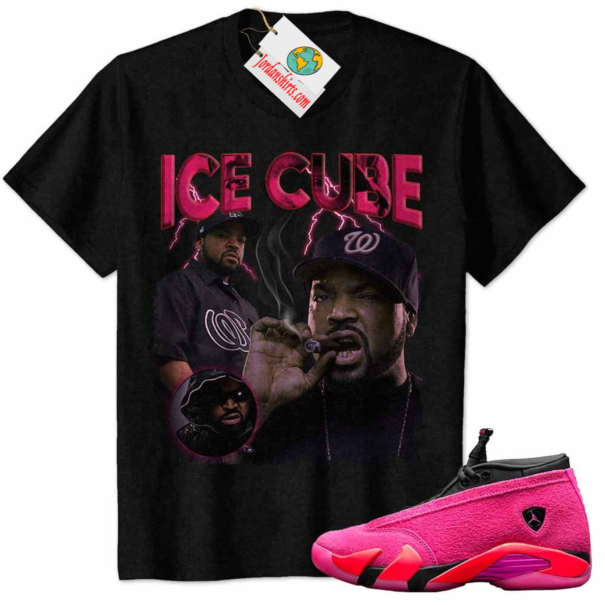 Jordan 14 Shirt, Ice Cube Black Air Jordan 14 Wmns Shocking Pink 14s Full Size Up To 5xl