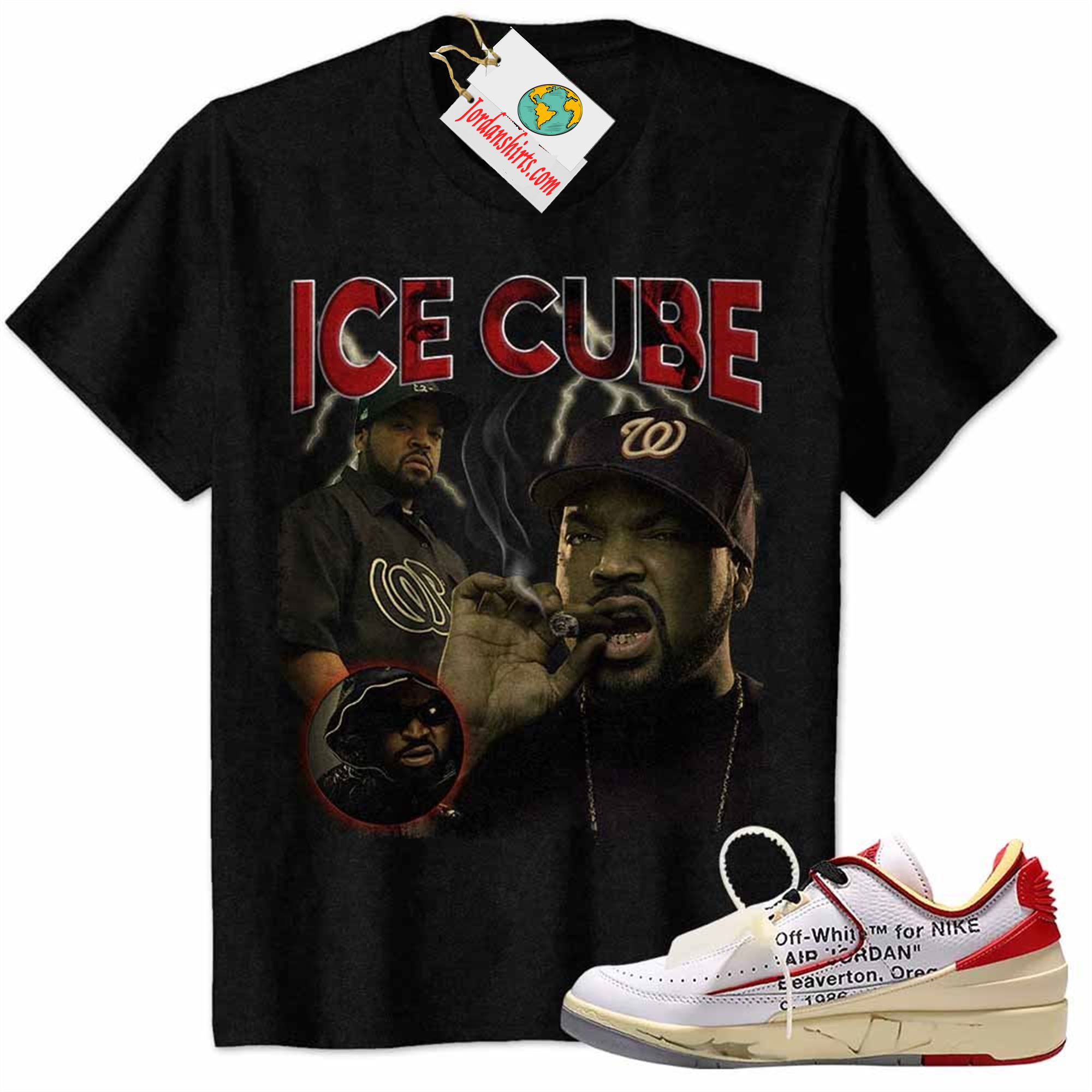 Jordan 2 Shirt, Ice Cube Black Air Jordan 2 Low White Red Off-white 2s Size Up To 5xl