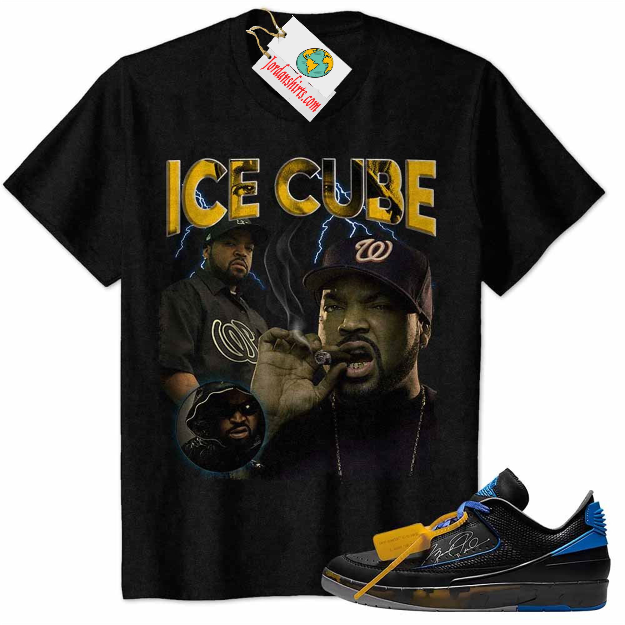 Jordan 2 Shirt, Ice Cube Black Air Jordan 2 Low X Off-white Black And Varsity Royal 2s Plus Size Up To 5xl