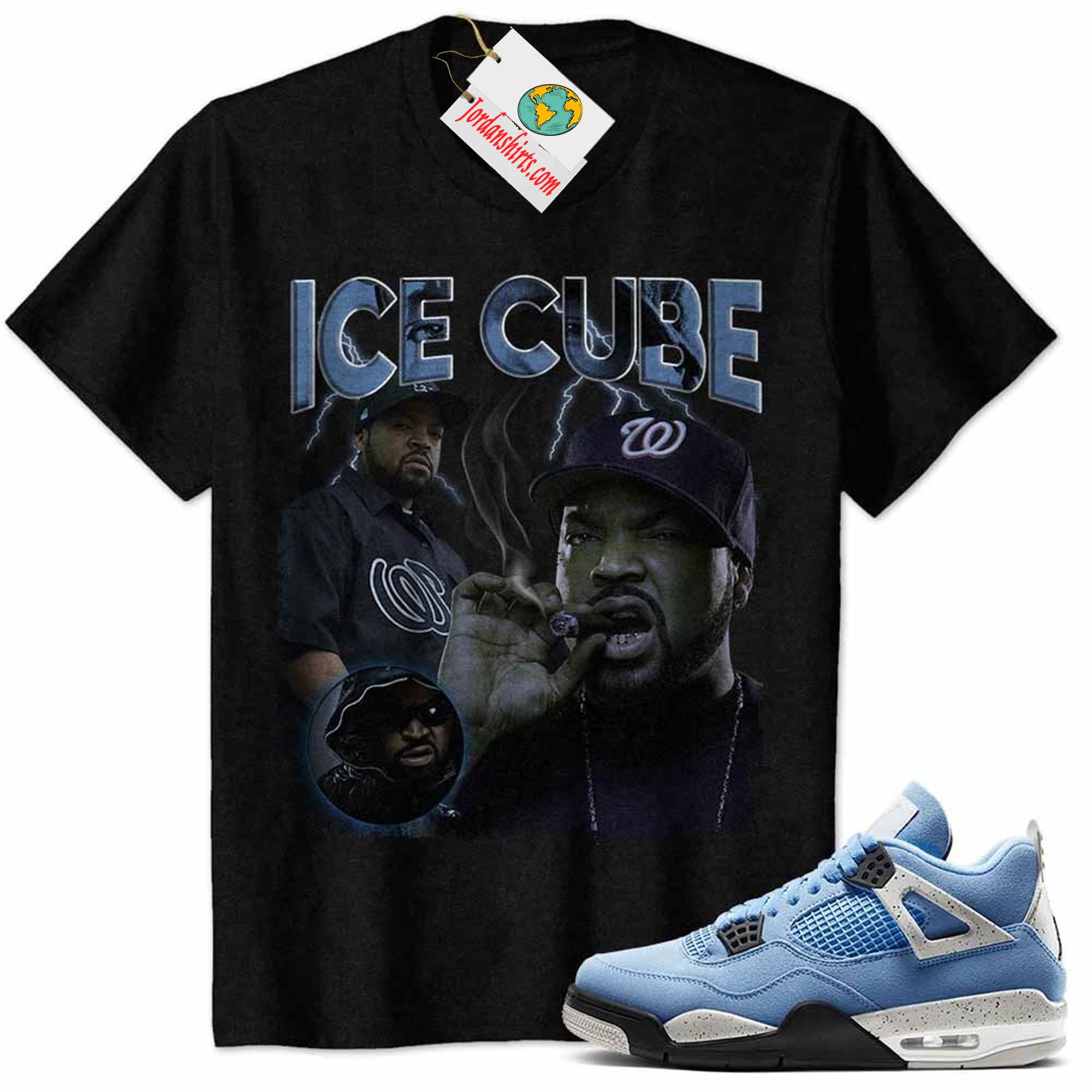 Jordan 4 Shirt, Ice Cube Black Air Jordan 4 University Blue 4s Size Up To 5xl