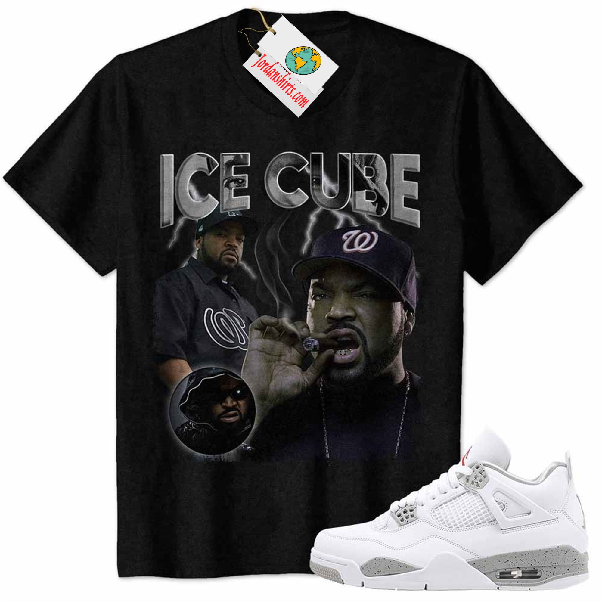 Jordan 4 Shirt, Ice Cube Black Air Jordan 4 White Oreo 4s Full Size Up To 5xl