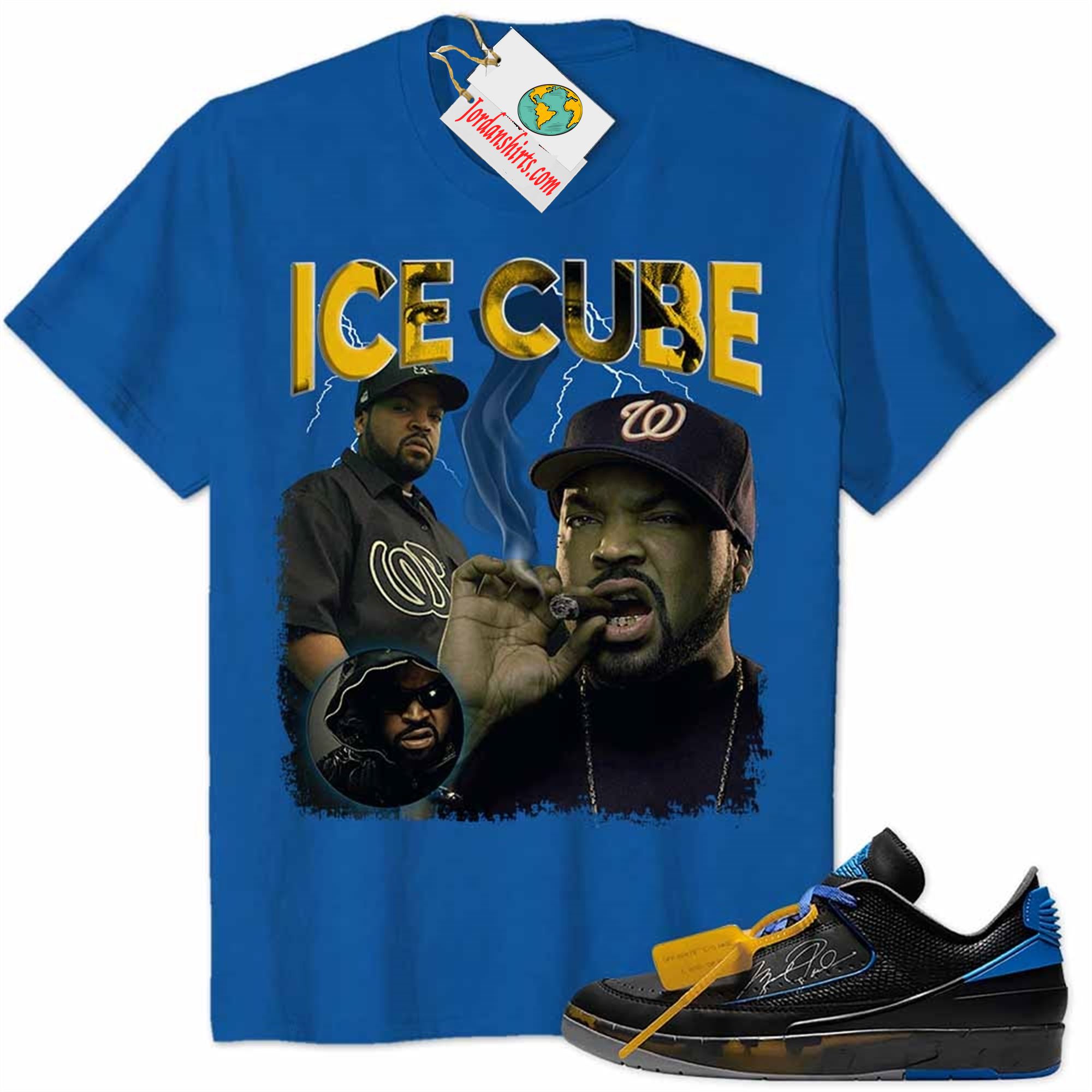 Jordan 2 Shirt, Ice Cube Blue Air Jordan 2 Low X Off-white Black And Varsity Royal 2s Full Size Up To 5xl