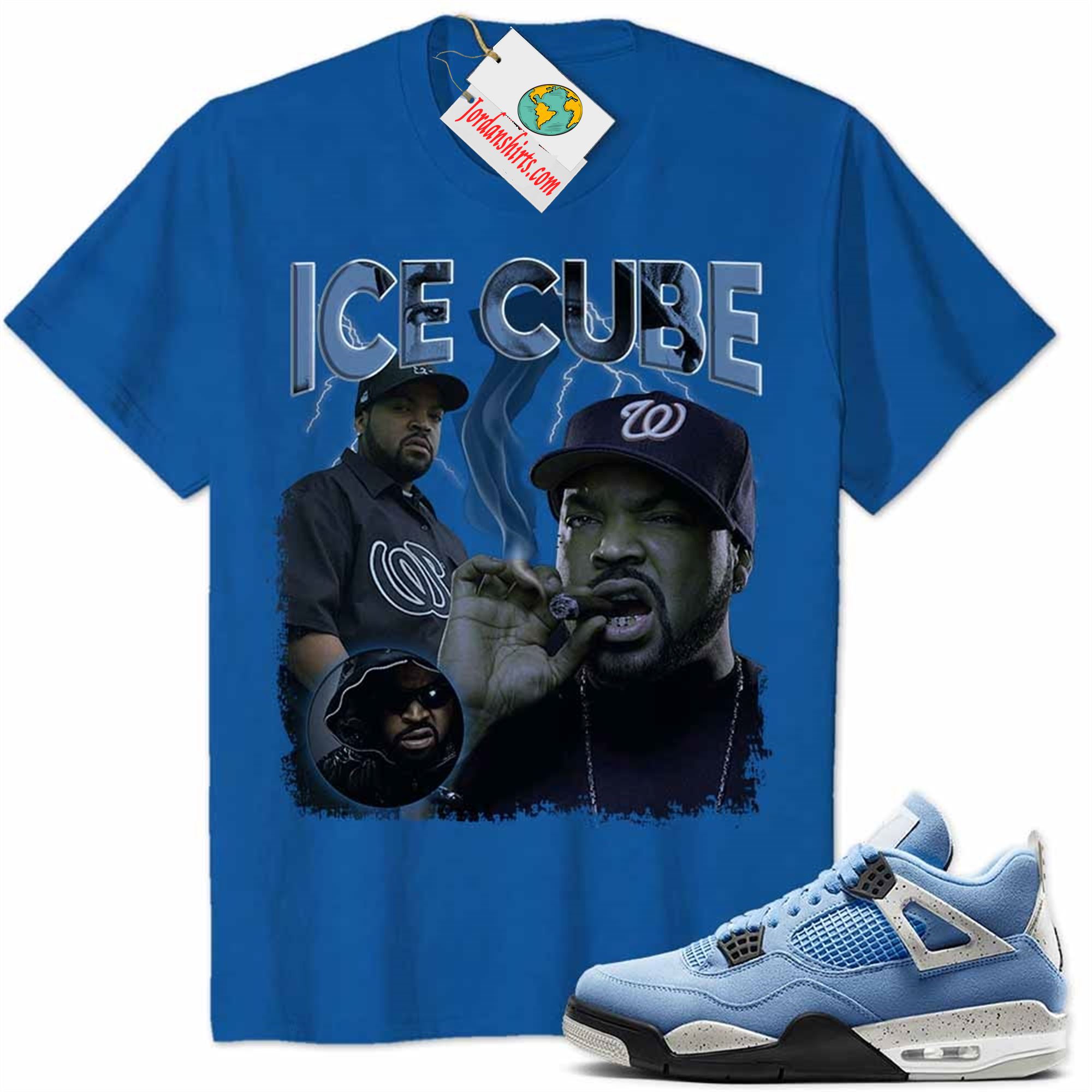 Jordan 4 Shirt, Ice Cube Blue Air Jordan 4 University Blue 4s Size Up To 5xl