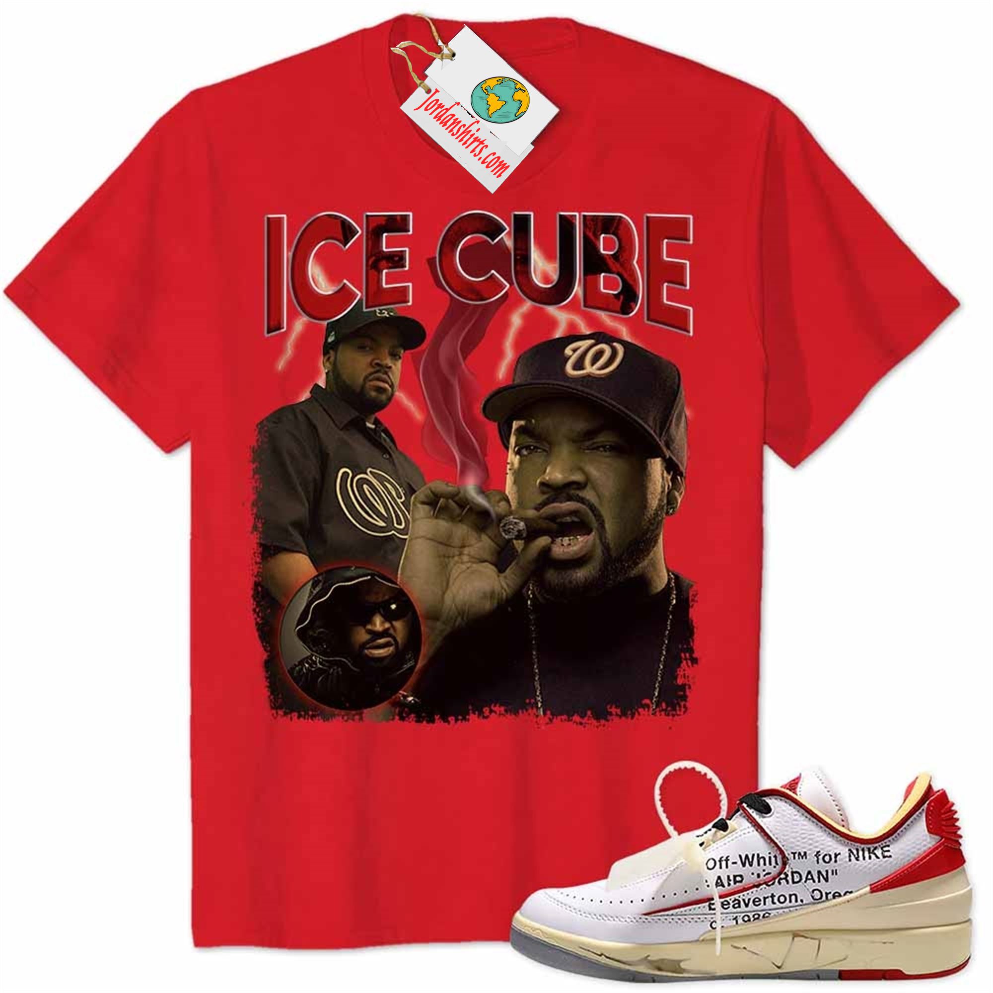 Jordan 2 Shirt, Ice Cube Red Air Jordan 2 Low White Red Off-white 2s Full Size Up To 5xl