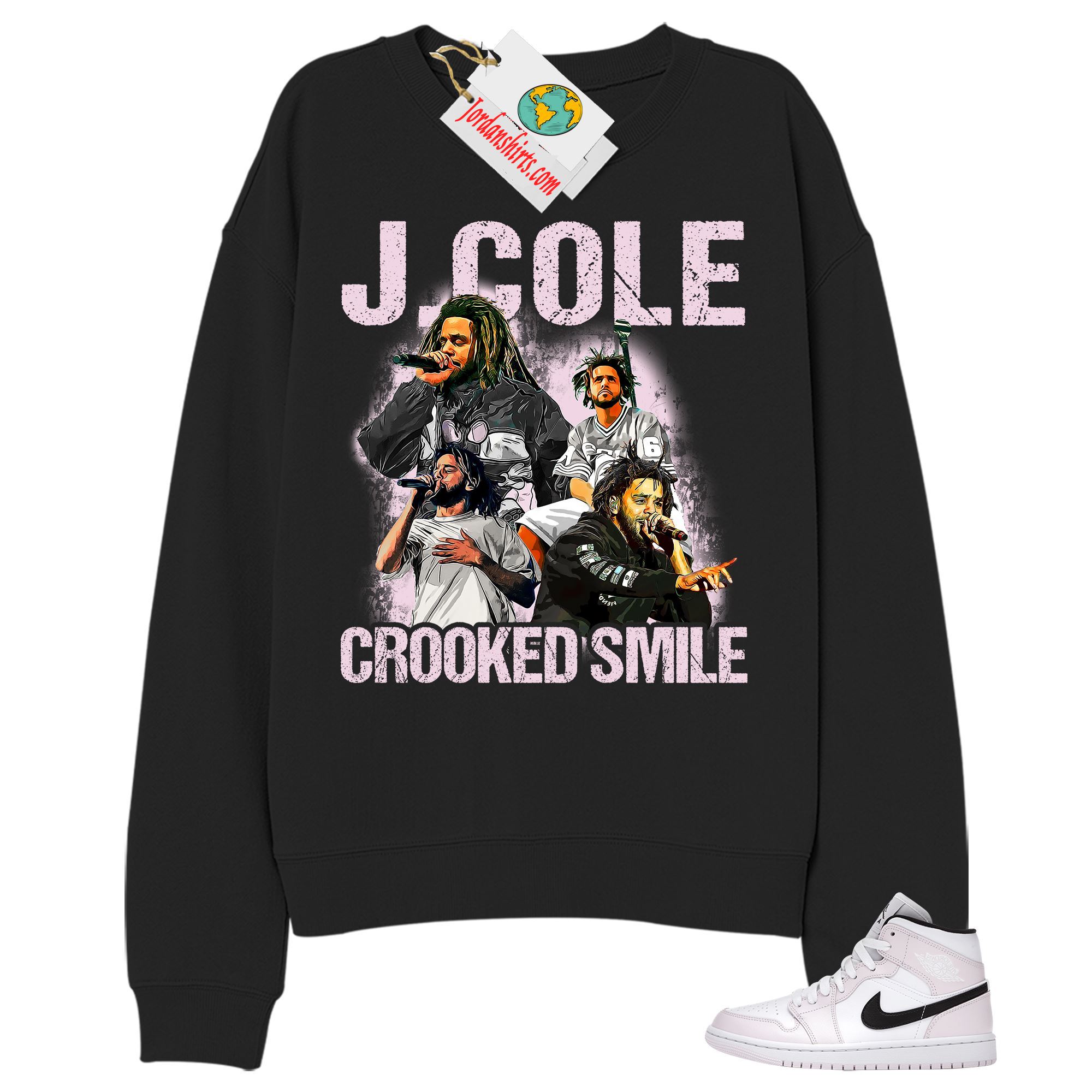 Jordan 1 Sweatshirt, J Cole Bootleg Vintage Raptee Black Sweatshirt Air Jordan 1 Barely Rose 1s Size Up To 5xl