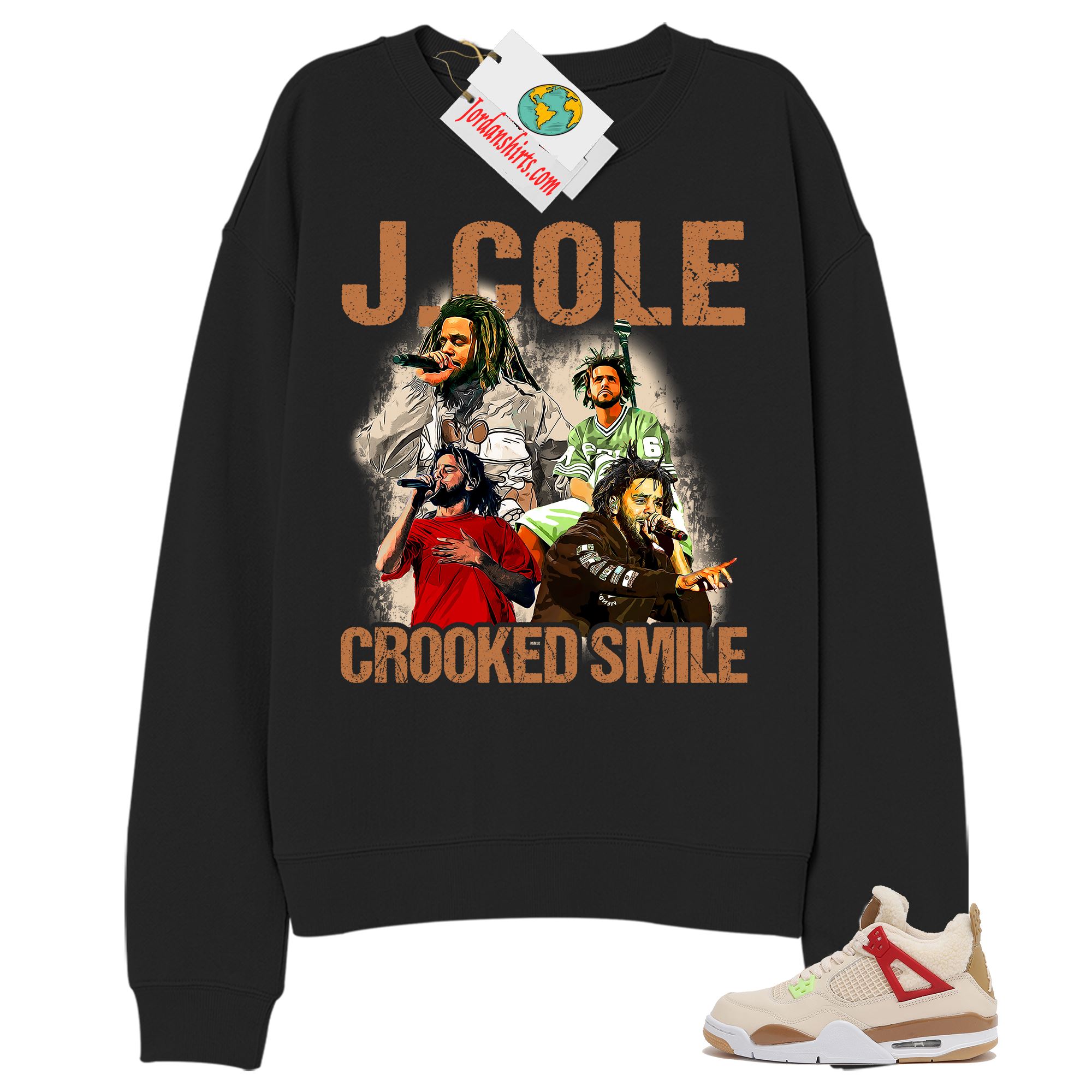 Jordan 4 Sweatshirt, J Cole Bootleg Vintage Raptee Black Sweatshirt Air Jordan 4 Wild Things 4s Plus Size Up To 5xl