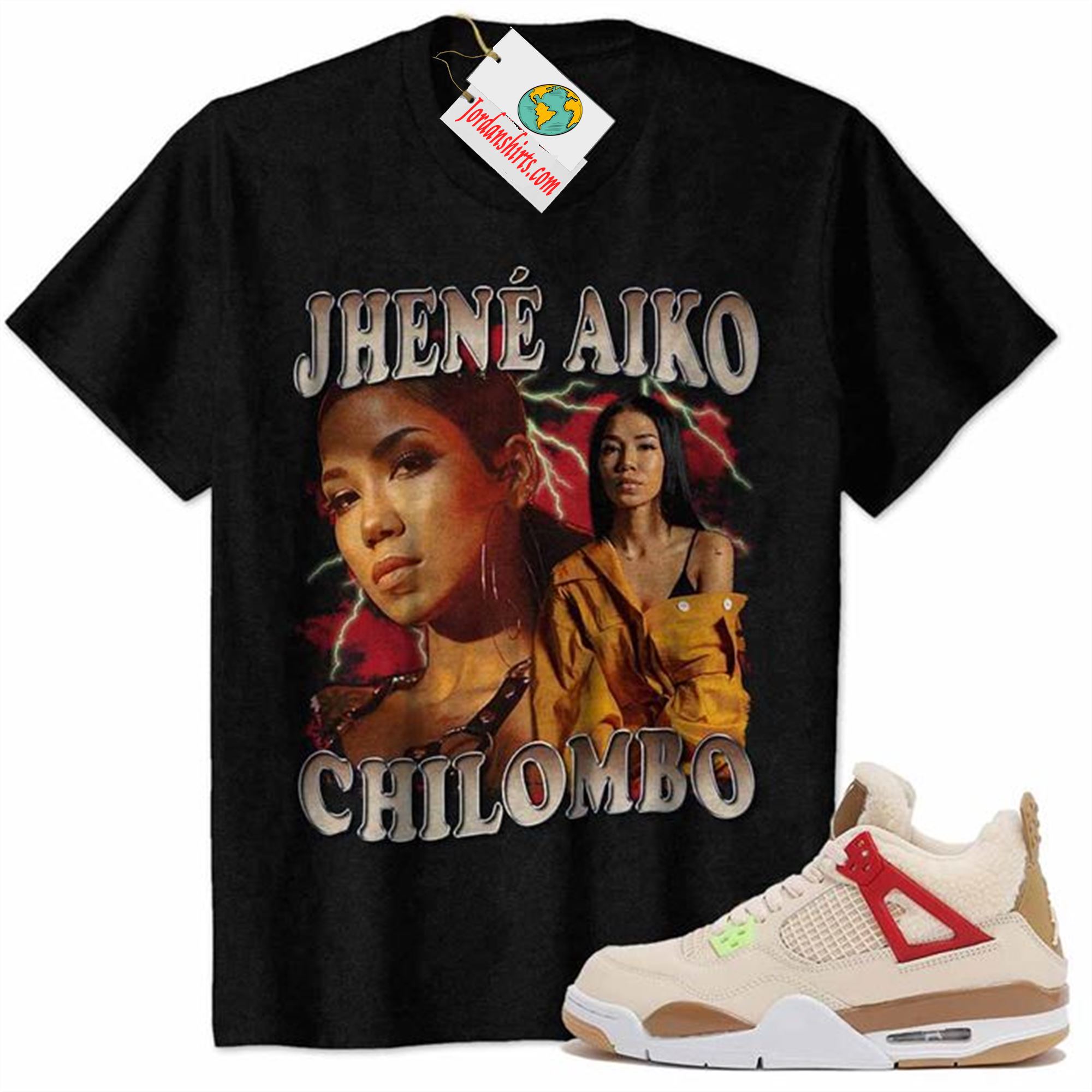 Jordan 4 Shirt, Jhene Aiko Chilombo Vintage 90s Black Air Jordan 4 Wild Things 4s Full Size Up To 5xl