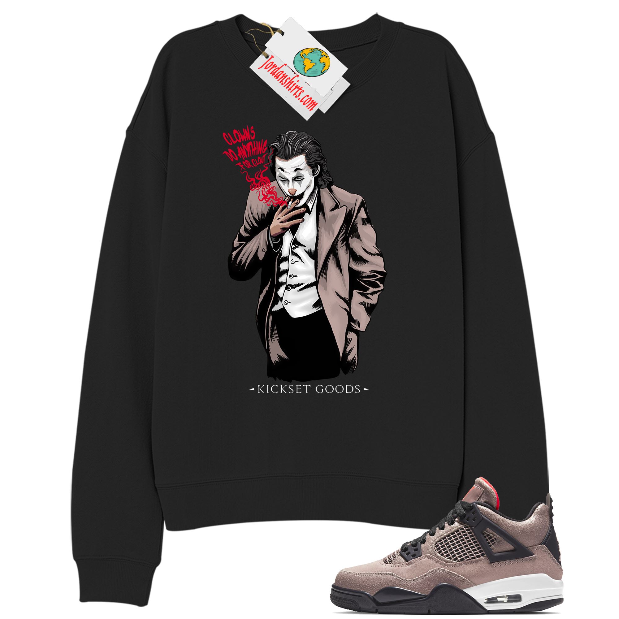 Jordan 4 Sweatshirt, Joker Black Sweatshirt Air Jordan 4 Taupe Haze 4s Full Size Up To 5xl
