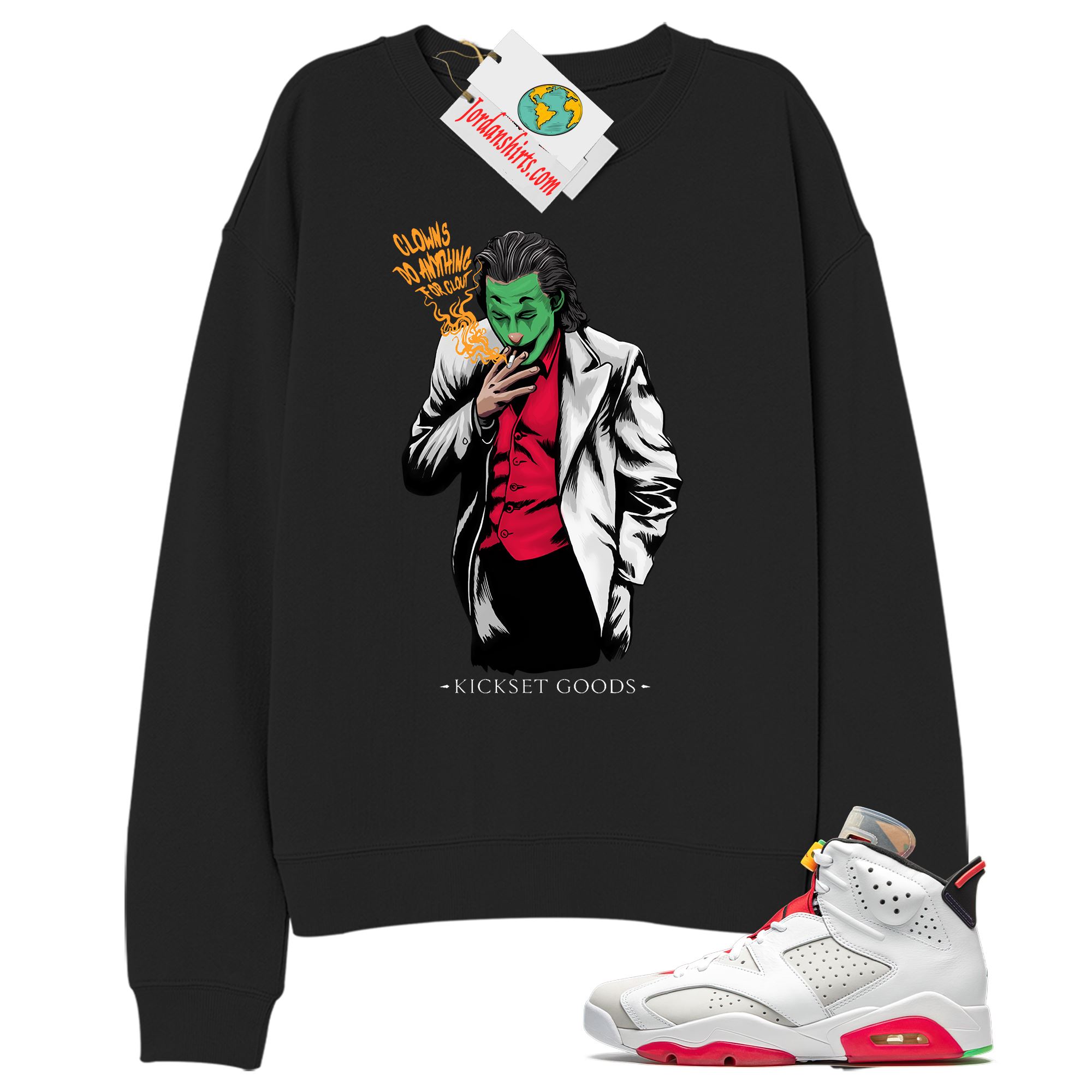 Jordan 6 Sweatshirt, Joker Black Sweatshirt Air Jordan 6 Hare 6s Size Up To 5xl