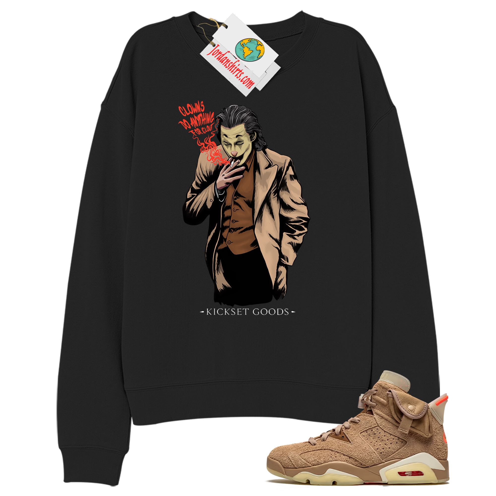 Jordan 6 Sweatshirt, Joker Black Sweatshirt Air Jordan 6 Travis Scott 6s Full Size Up To 5xl