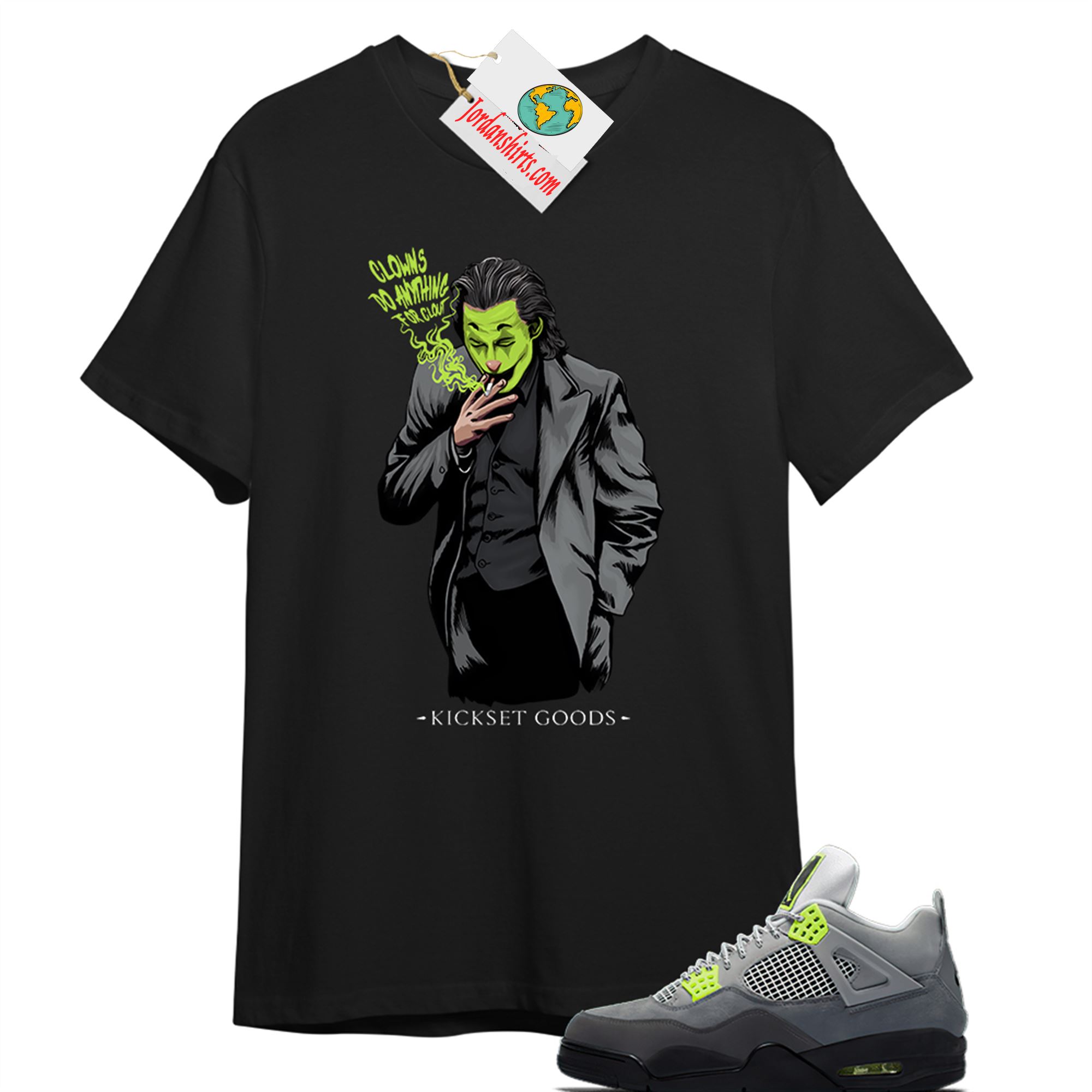 Jordan 4 Shirt, Joker Black T-shirt Air Jordan 4 Neon 95 4s Size Up To 5xl