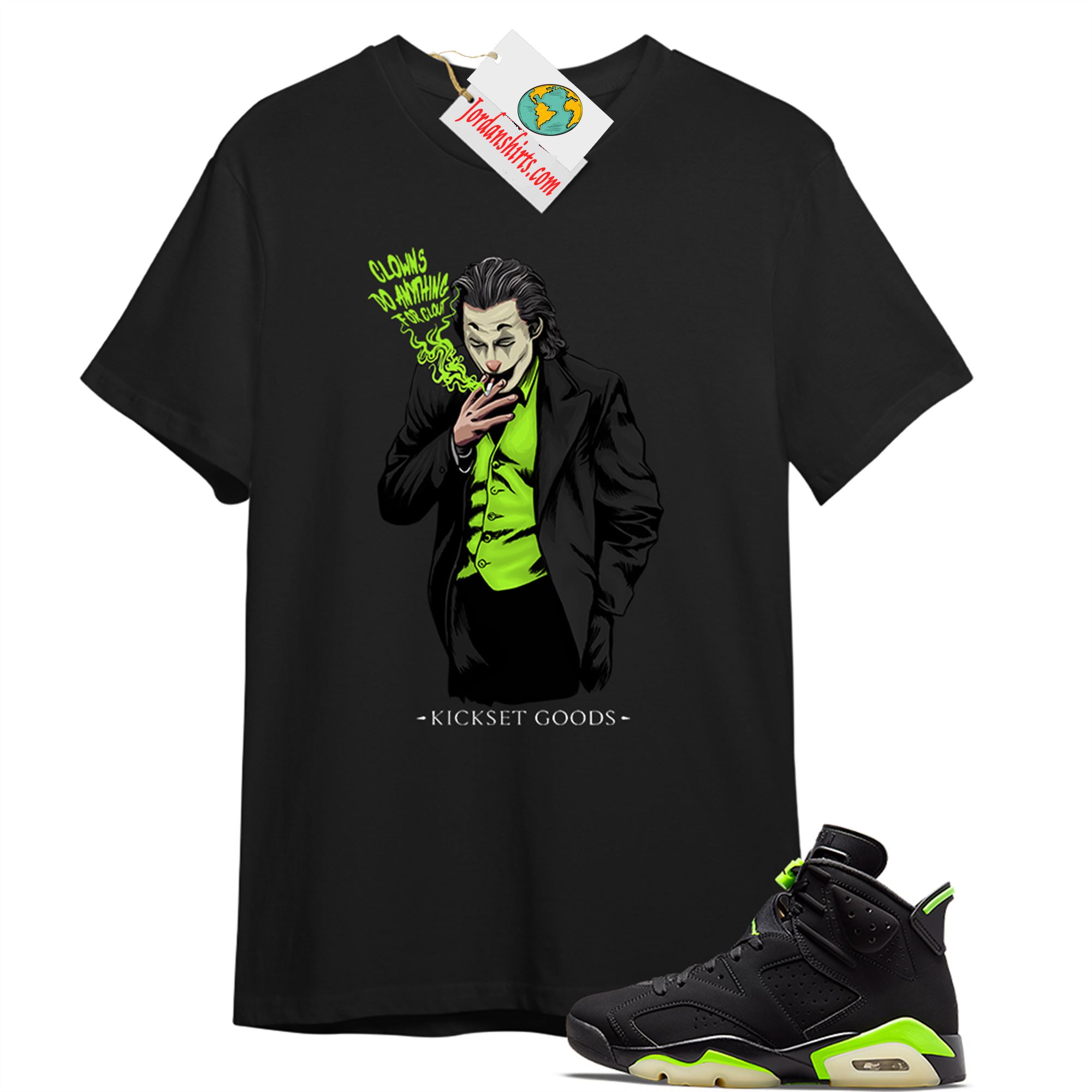 Jordan 6 Shirt, Joker Black T-shirt Air Jordan 6 Electric Green 6s Full Size Up To 5xl