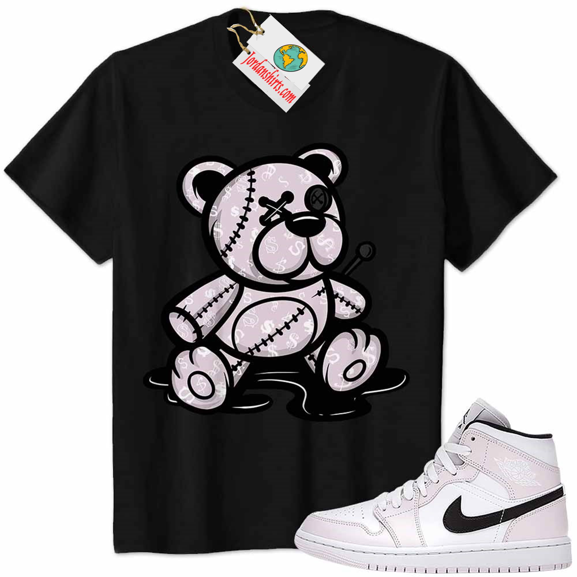 Jordan 1 Shirt, Jordan 1 Barely Rose Shirt Teddy Bear All Money In Black Full Size Up To 5xl