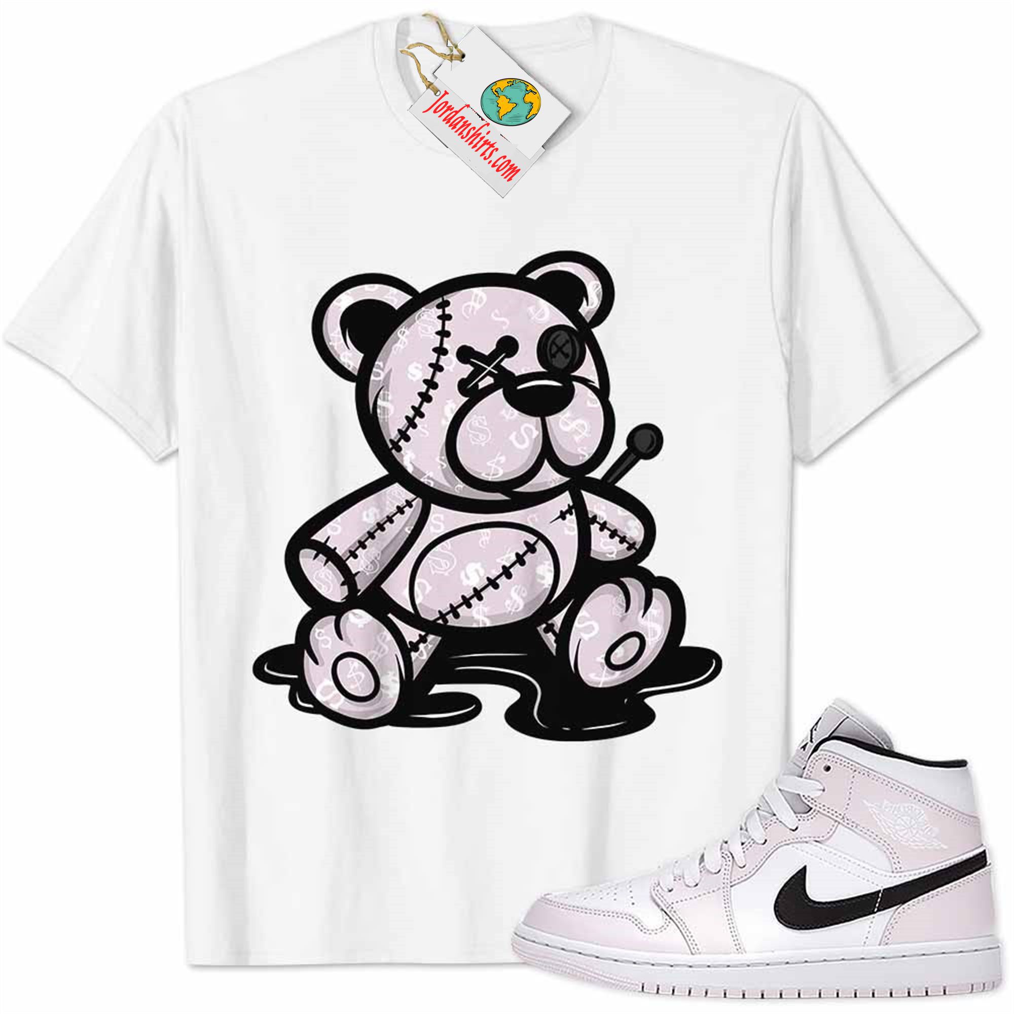 Jordan 1 Shirt, Jordan 1 Barely Rose Shirt Teddy Bear All Money In White Size Up To 5xl