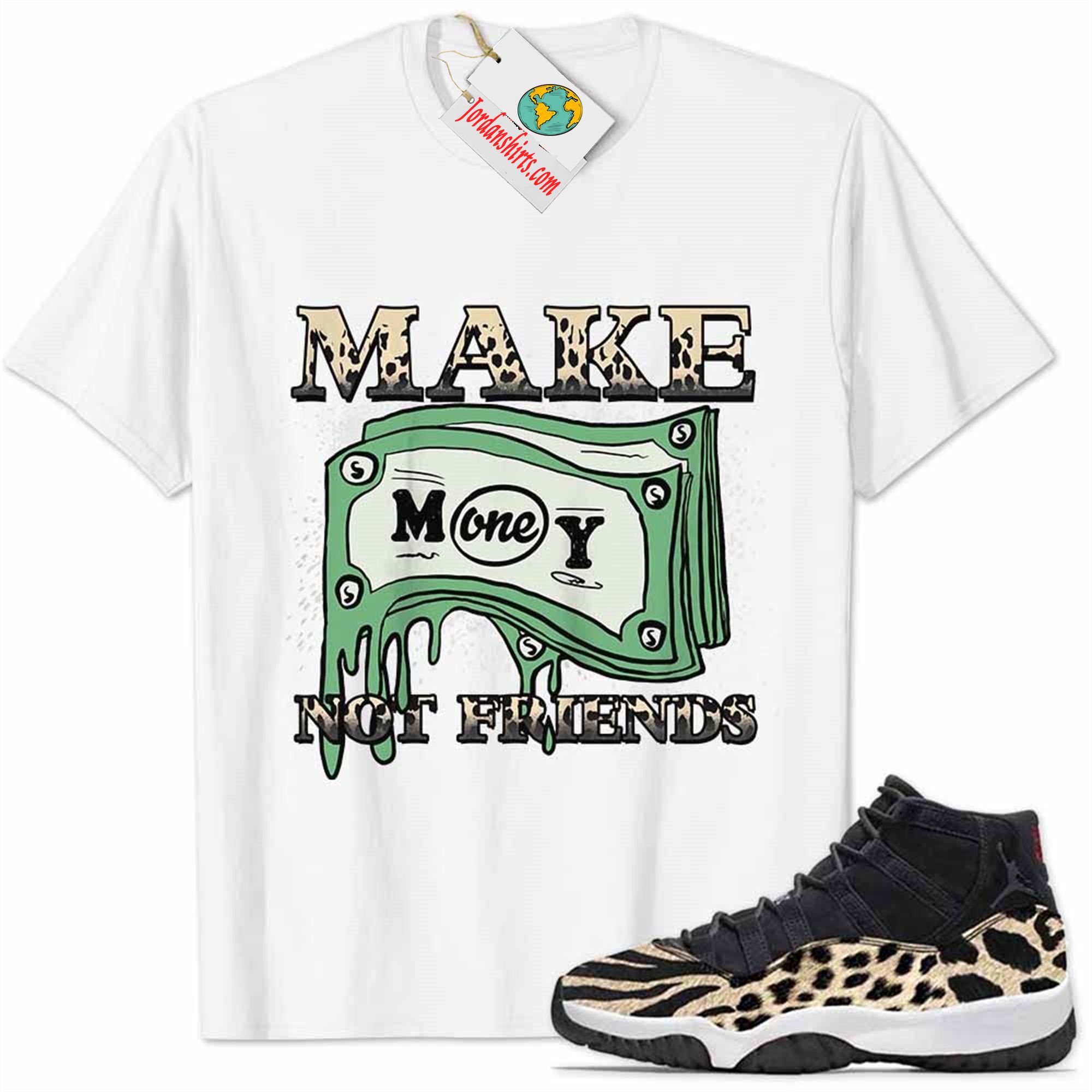 Jordan 11 Shirt, Jordan 11 Animal Print Shirt Make Money Graffiti White Plus Size Up To 5xl