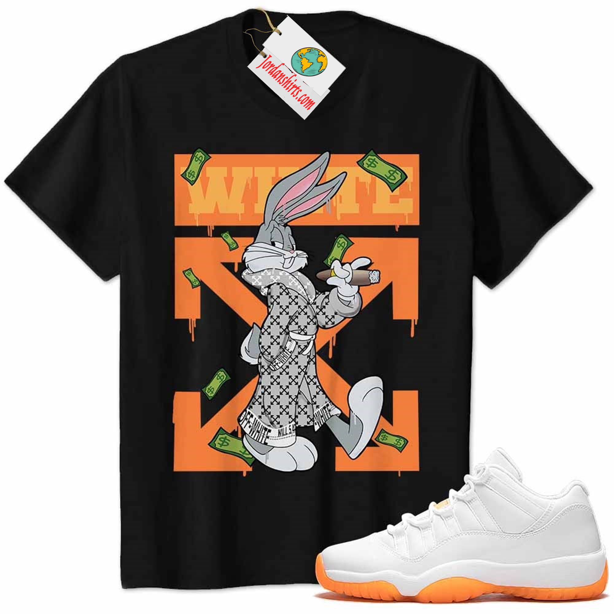 Jordan 11 Shirt, Jordan 11 Citrus Shirt Bug Bunny Smokes Weed Money Falling Black Plus Size Up To 5xl