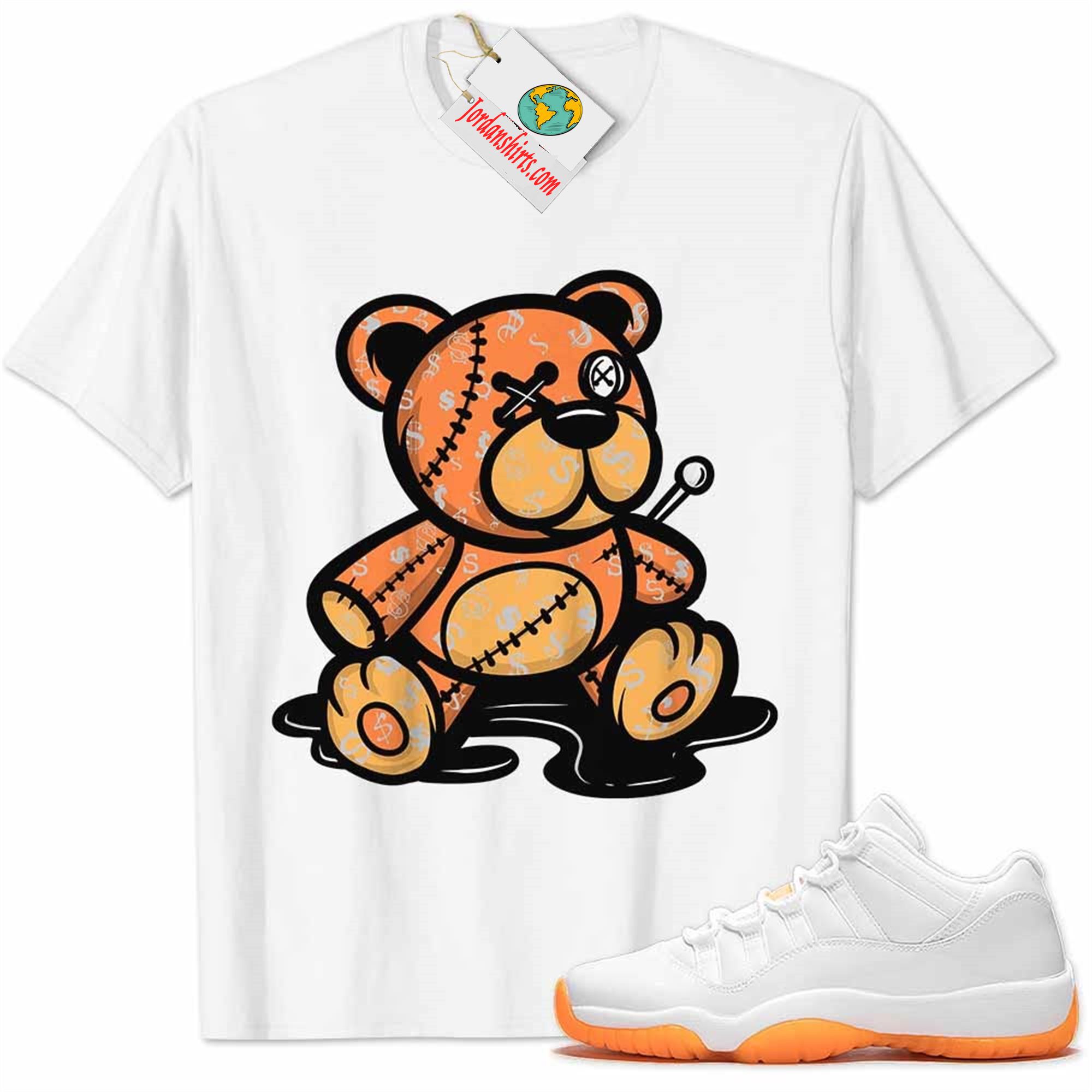 Jordan 11 Shirt, Jordan 11 Citrus Shirt Teddy Bear All Money In White Size Up To 5xl