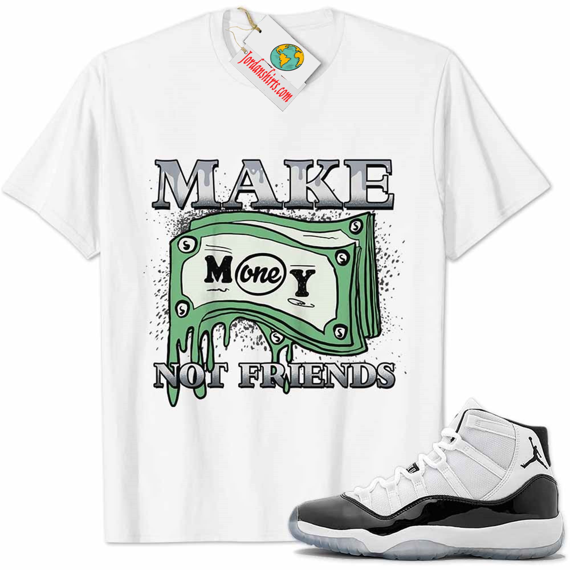 Jordan 11 Shirt, Jordan 11 Concord Shirt Make Money Graffiti White Size Up To 5xl