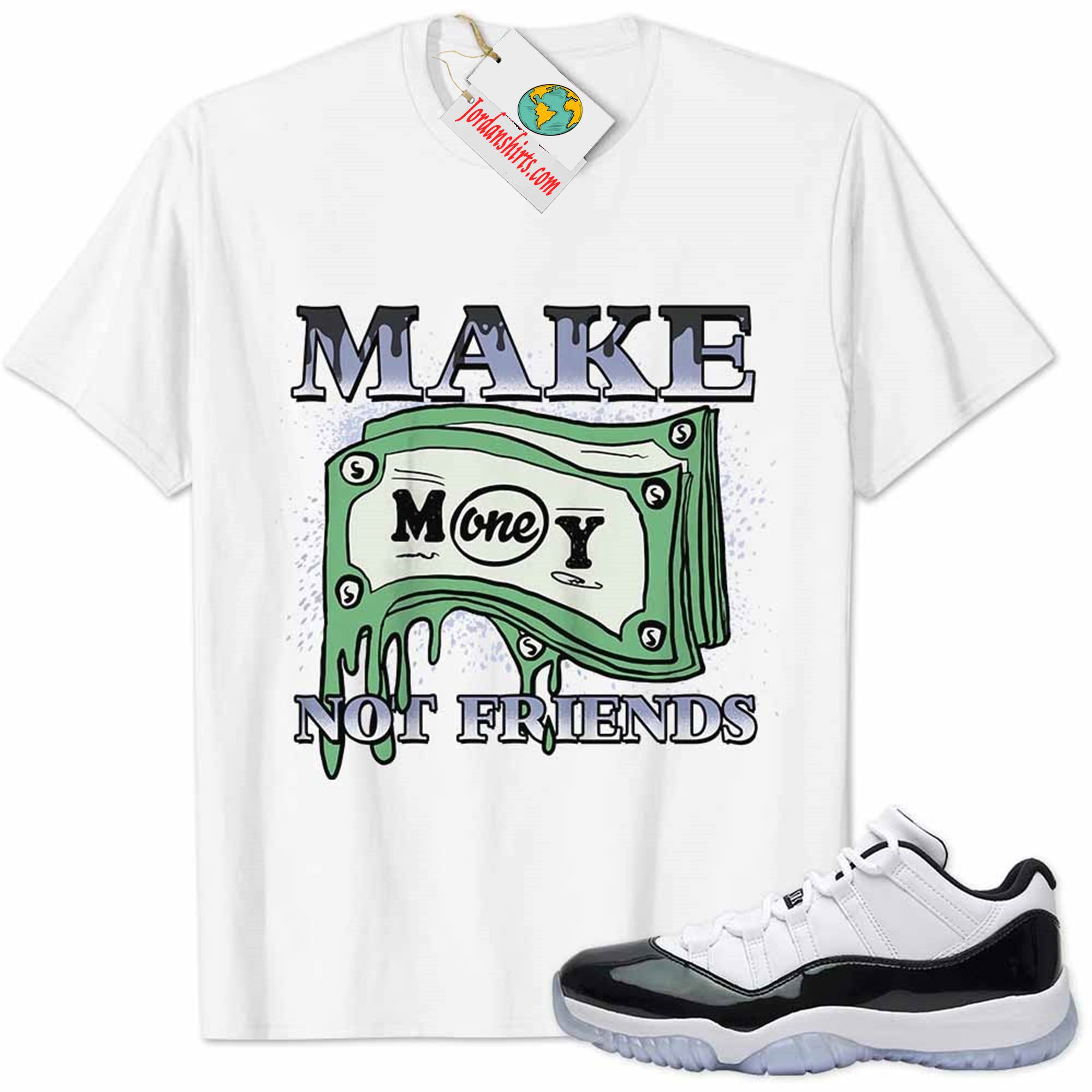 Jordan 11 Shirt, Jordan 11 Emerald Shirt Make Money Graffiti White Plus Size Up To 5xl