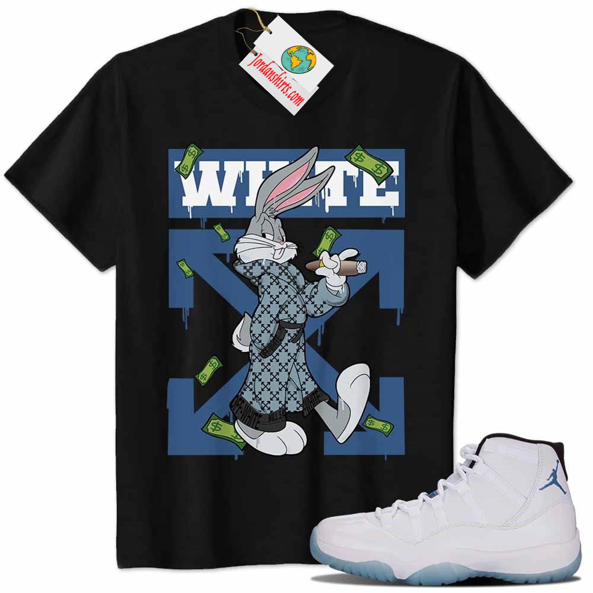 Jordan 11 Shirt, Jordan 11 Legend Blue Shirt Bug Bunny Smokes Weed Money Falling Black Plus Size Up To 5xl