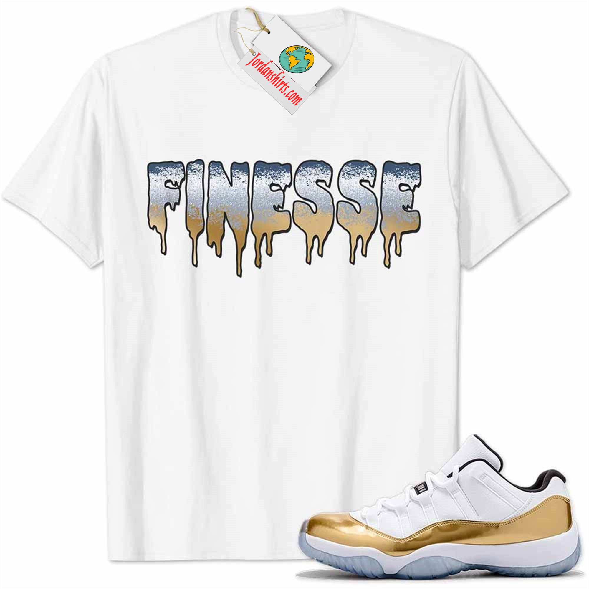 Jordan 11 Shirt, Jordan 11 Metallic Gold Shirt Finesse Drip White Plus Size Up To 5xl