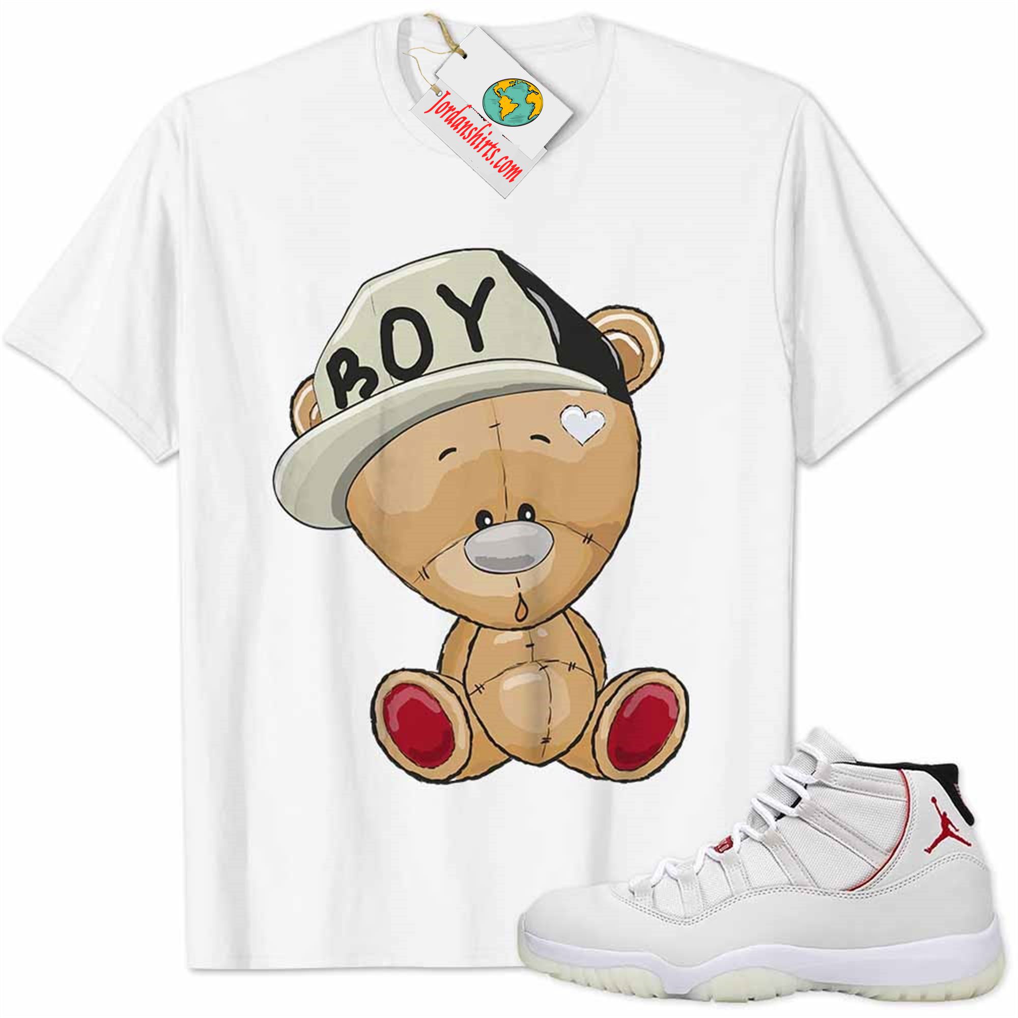 Jordan 11 Shirt, Jordan 11 Platinum Tint Shirt Cute Baby Teddy Bear White Size Up To 5xl