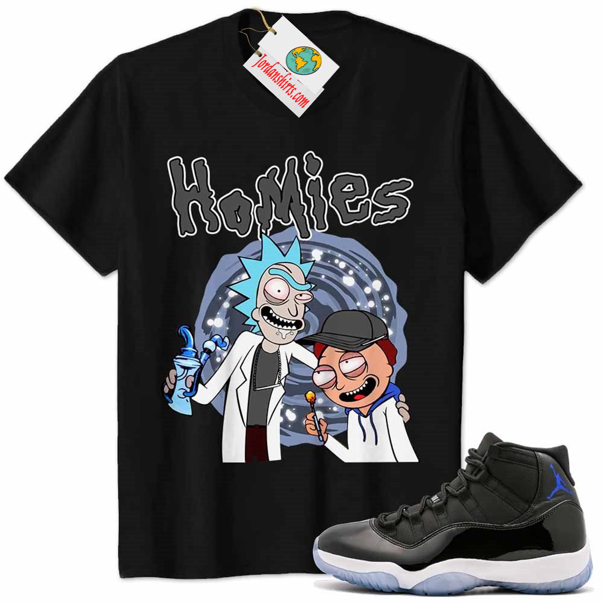 Jordan 11 Shirt, Jordan 11 Space Jam Shirt Rick Morty Best Buds Black Full Size Up To 5xl
