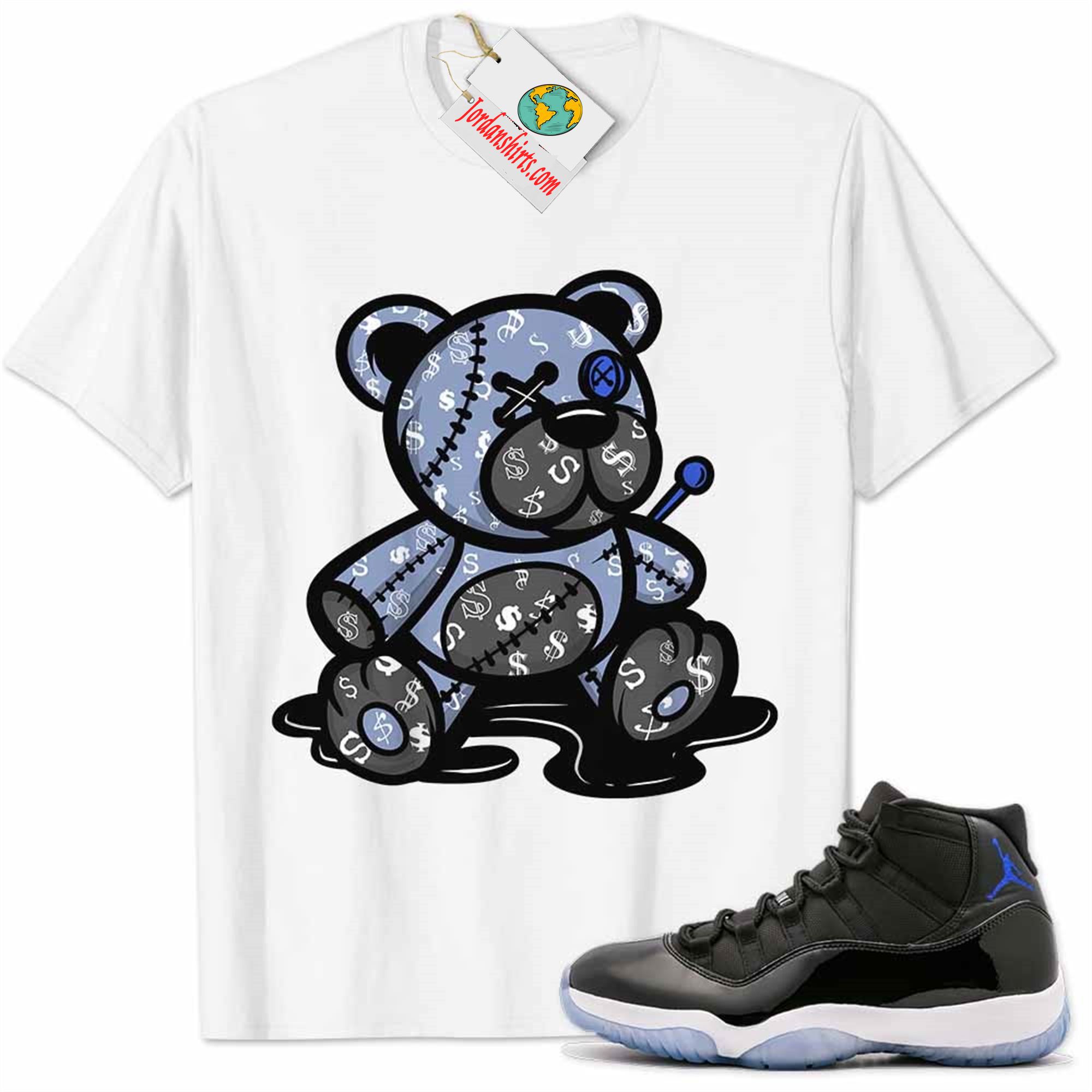 Jordan 11 Shirt, Jordan 11 Space Jam Shirt Teddy Bear All Money In White Size Up To 5xl