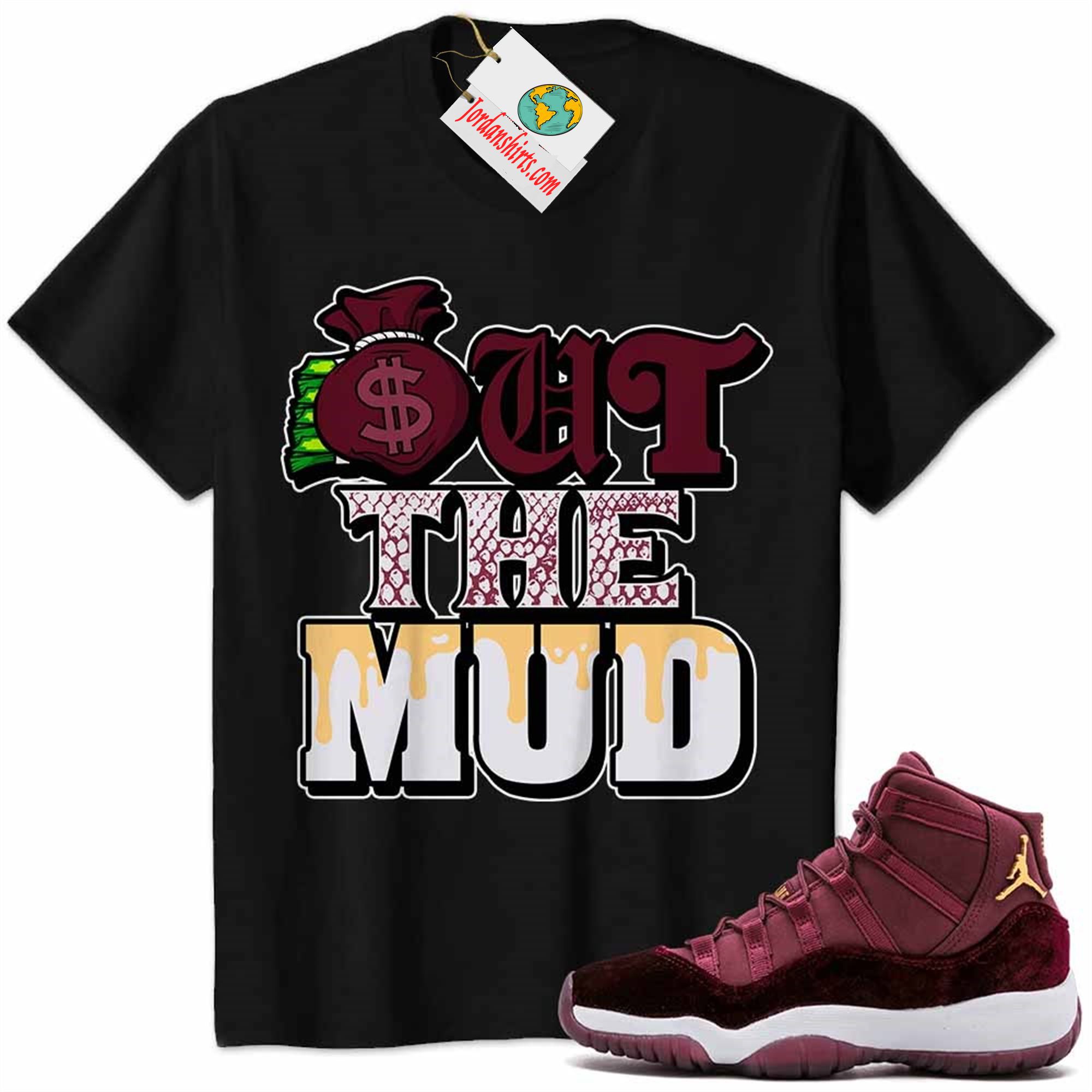 Jordan 11 Shirt, Jordan 11 Velvet Shirt Out The Mud Money Bag Black Size Up To 5xl