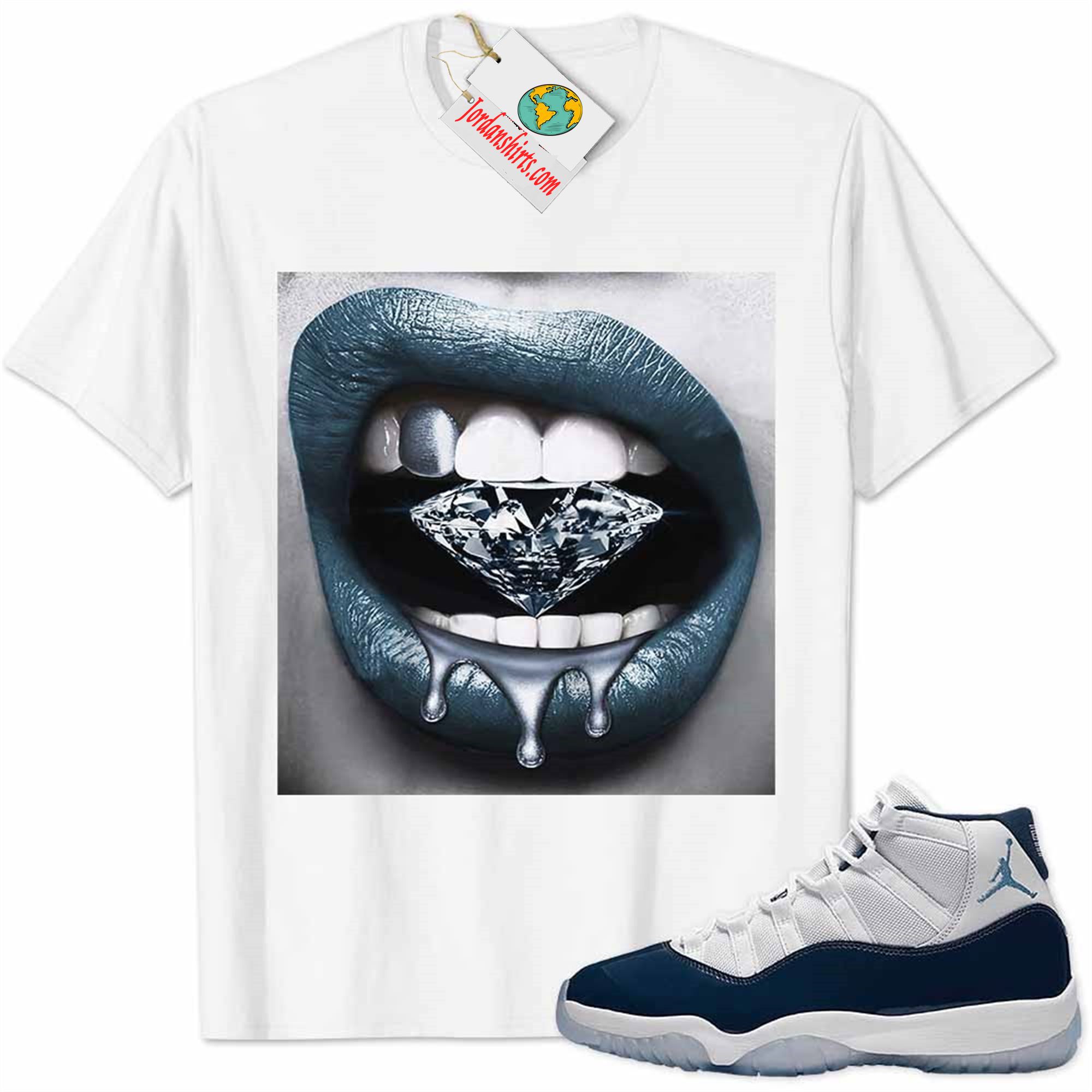 Jordan 11 Shirt, Jordan 11 Win Like 82 Shirt Sexy Lip Bite Diamond Dripping White Plus Size Up To 5xl