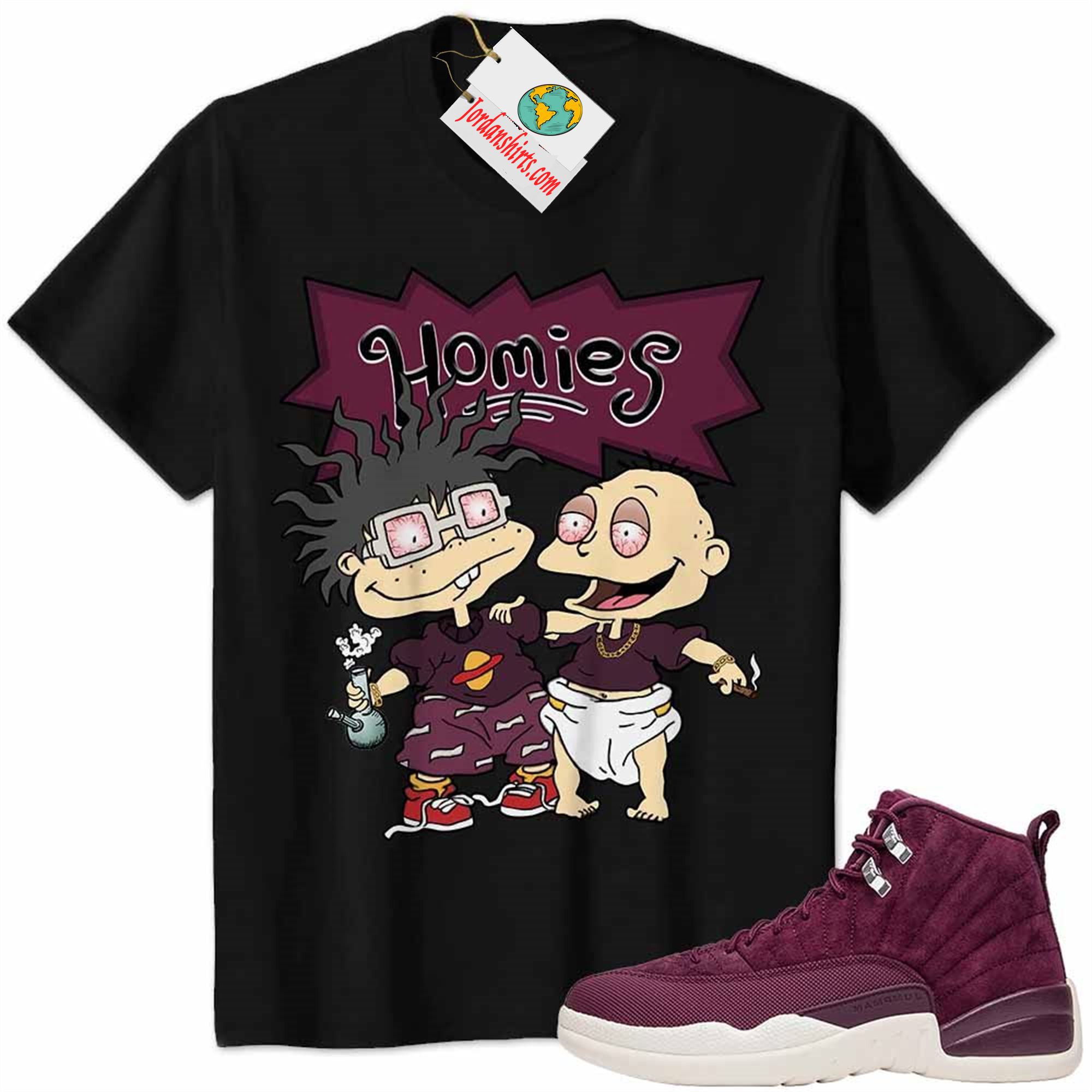 Jordan 12 Shirt, Jordan 12 Bordeaux Shirt Hommies Tommy Pickles Chuckie Finster Rugrats Black Size Up To 5xl