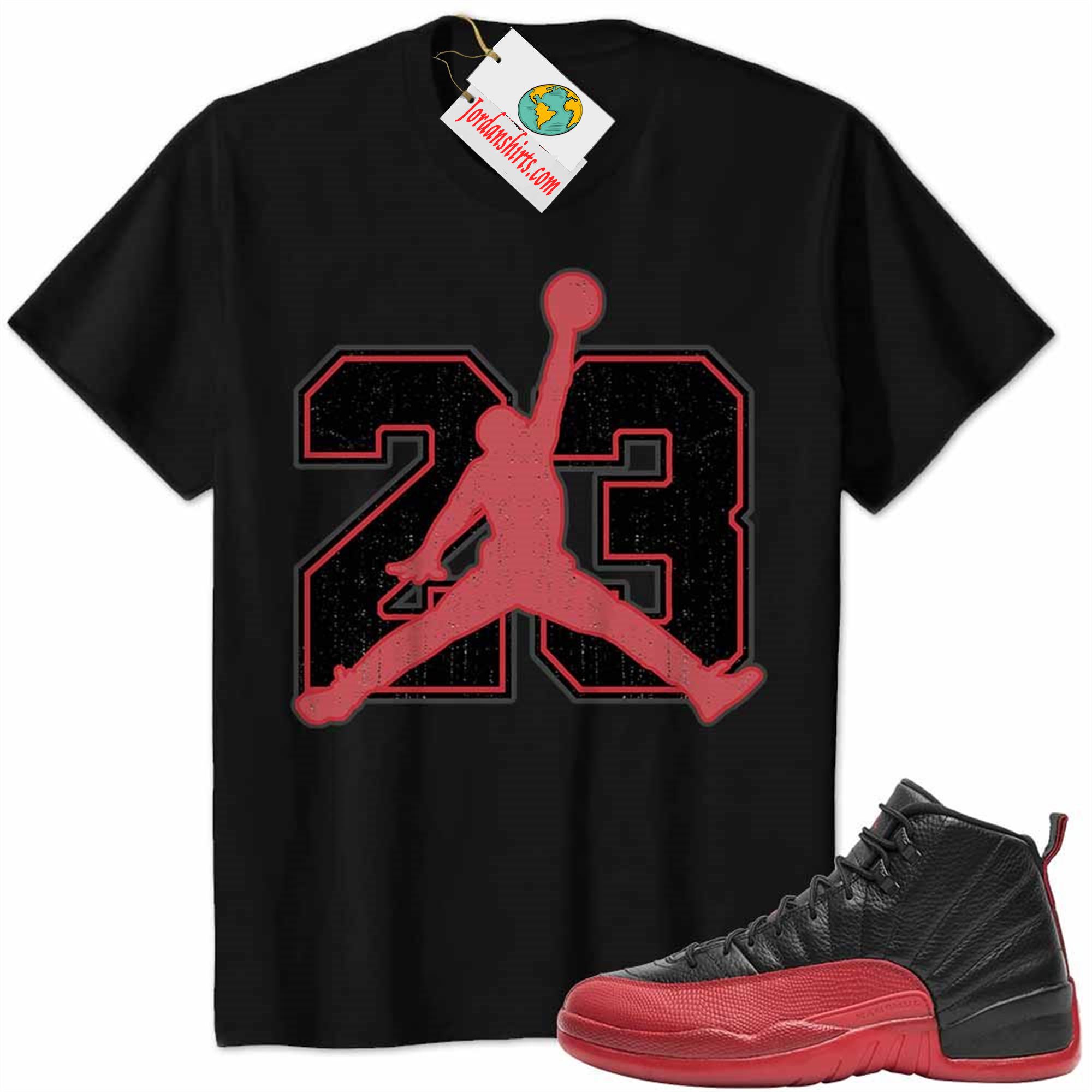 Jordan 12 Shirt, Jordan 12 Flu Game Shirt Jumpman No23 Black Plus Size Up To 5xl