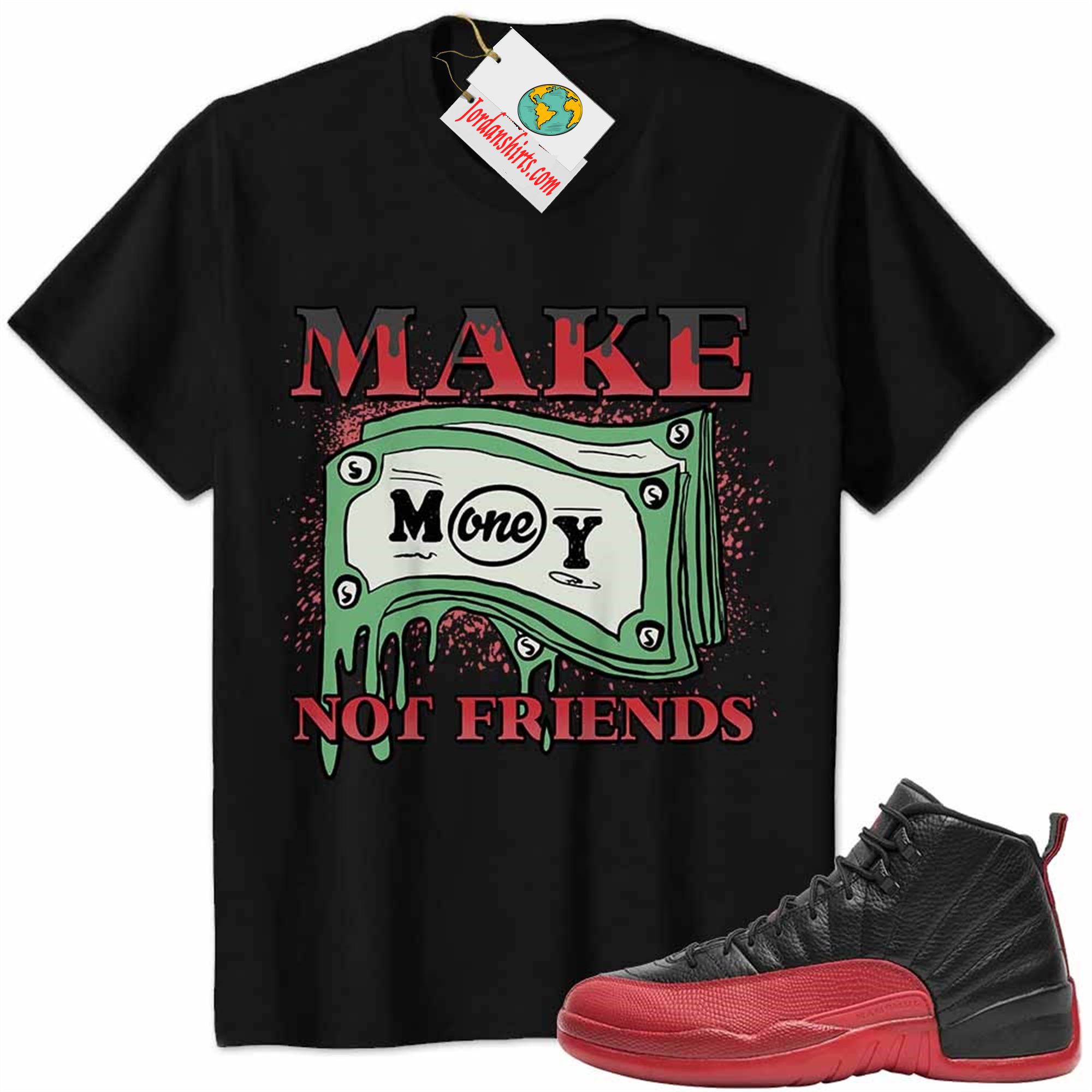 Jordan 12 Shirt, Jordan 12 Flu Game Shirt Make Money Graffiti Black Size Up To 5xl