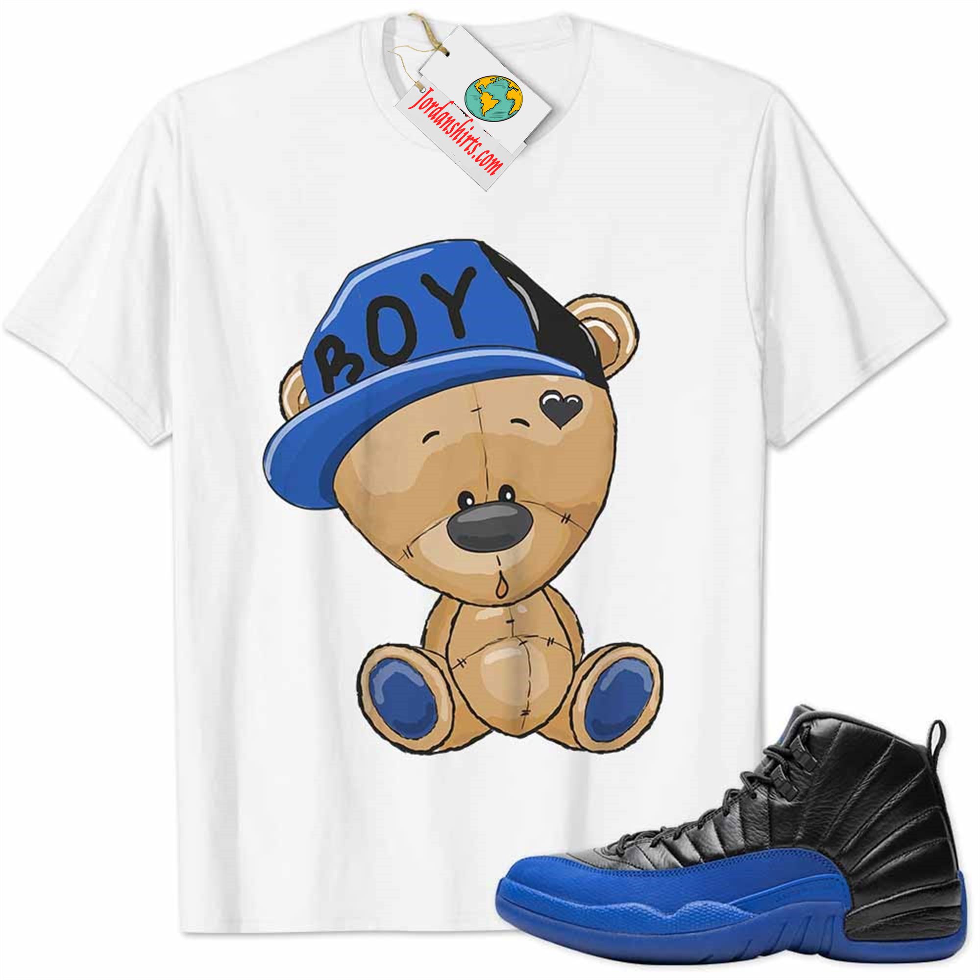 Jordan 12 Shirt, Jordan 12 Game Royal Shirt Cute Baby Teddy Bear White Size Up To 5xl