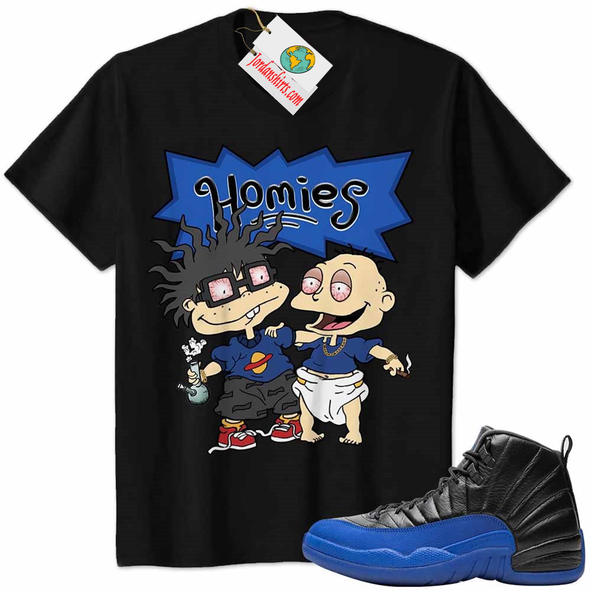 Jordan 12 Shirt, Jordan 12 Game Royal Shirt Hommies Tommy Pickles Chuckie Finster Rugrats Black Size Up To 5xl