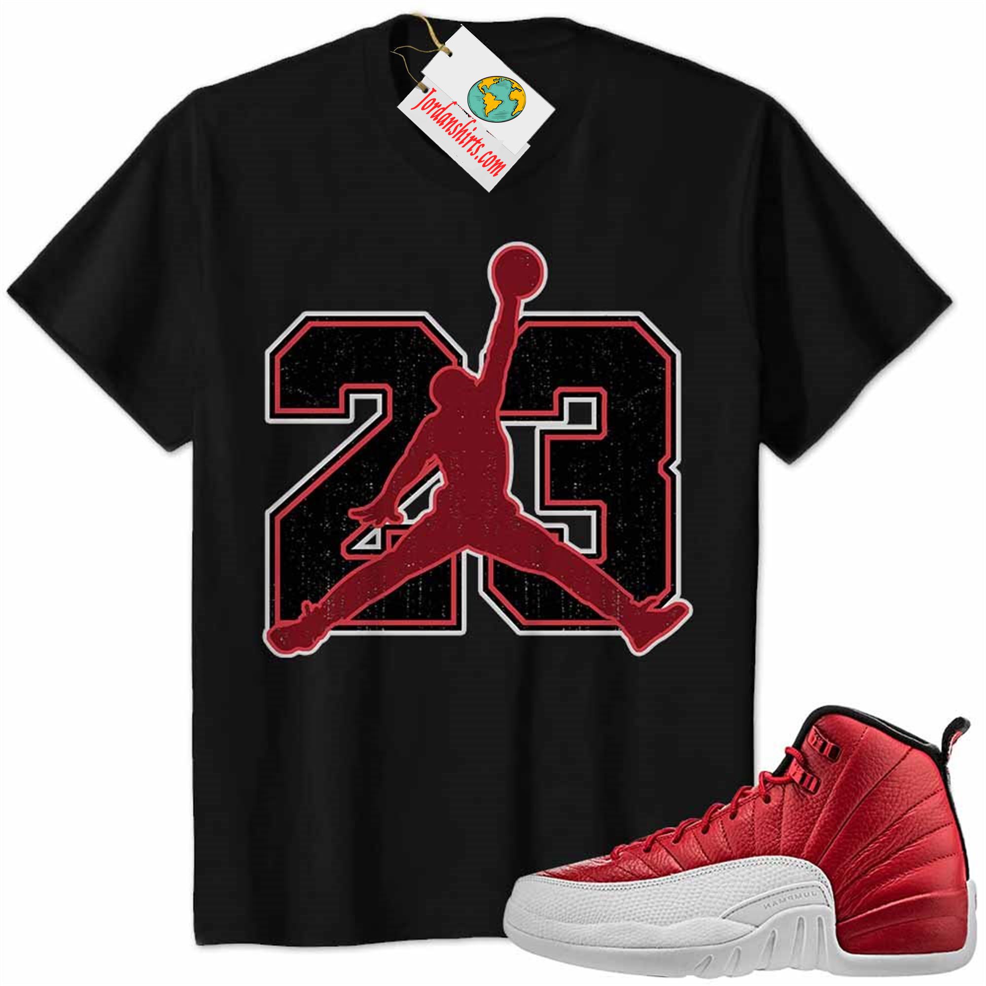 Jordan 12 Shirt, Jordan 12 Gym Red Shirt Jumpman No23 Black Full Size Up To 5xl