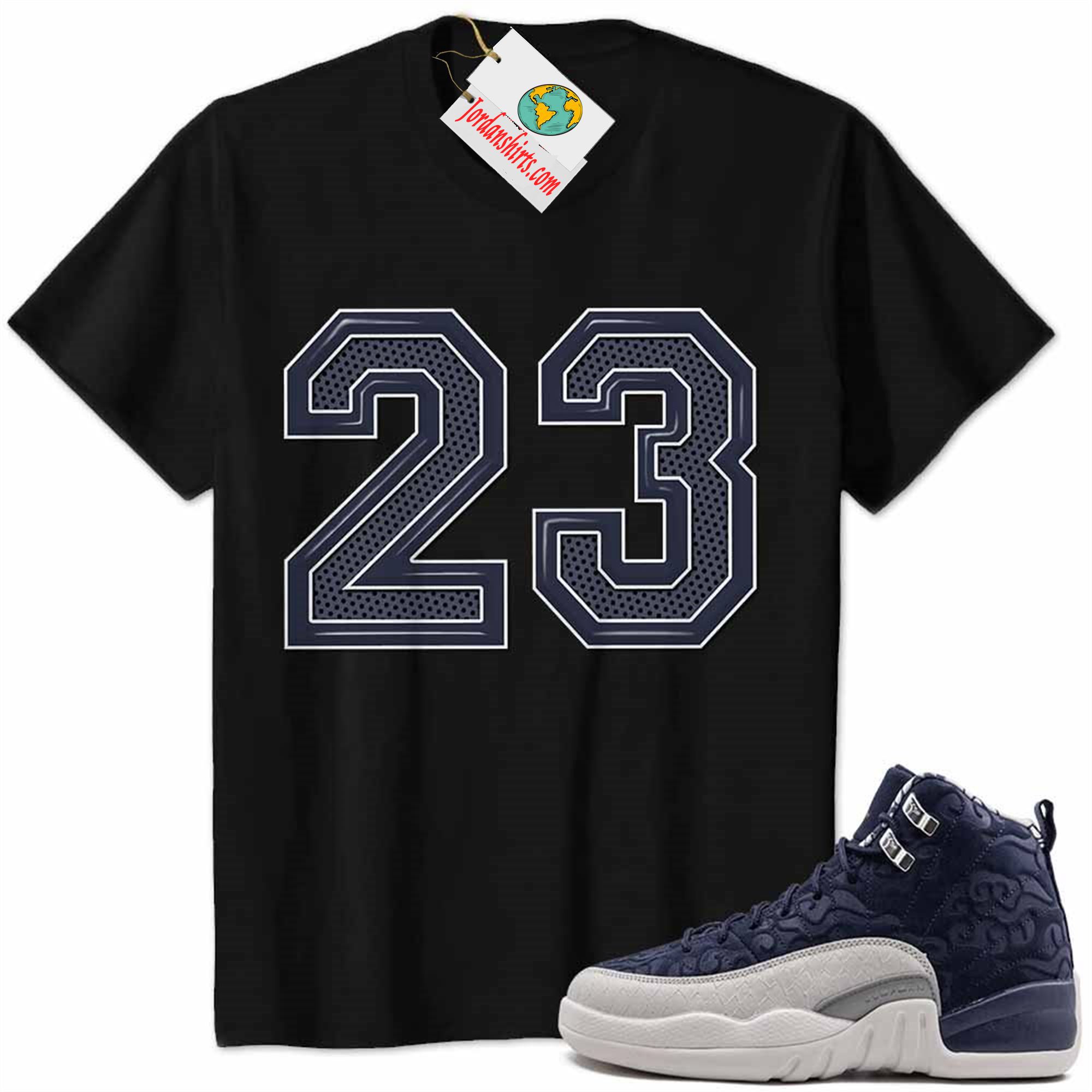 Jordan 12 Shirt, Jordan 12 International Flight Shirt Michael Jordan Number 23 Black Full Size Up To 5xl