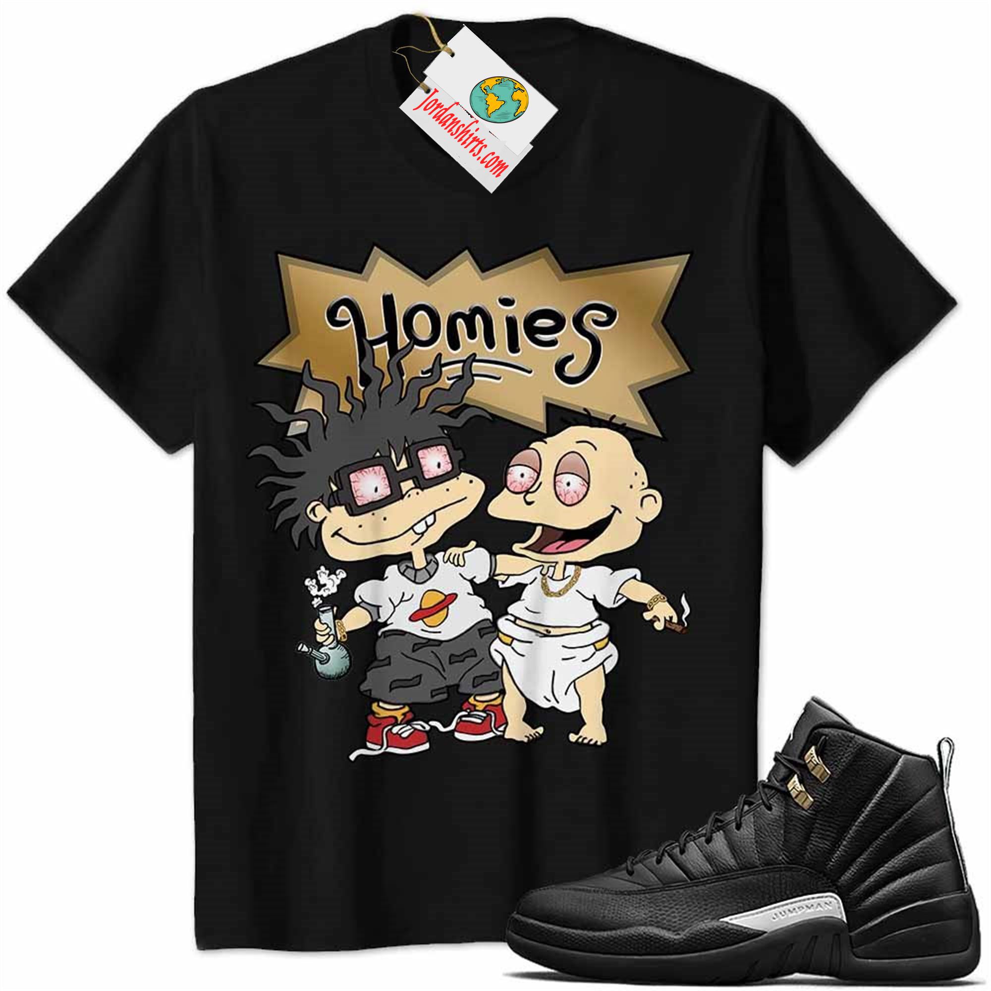 Jordan 12 Shirt, Jordan 12 Master Shirt Hommies Tommy Pickles Chuckie Finster Rugrats Black Full Size Up To 5xl