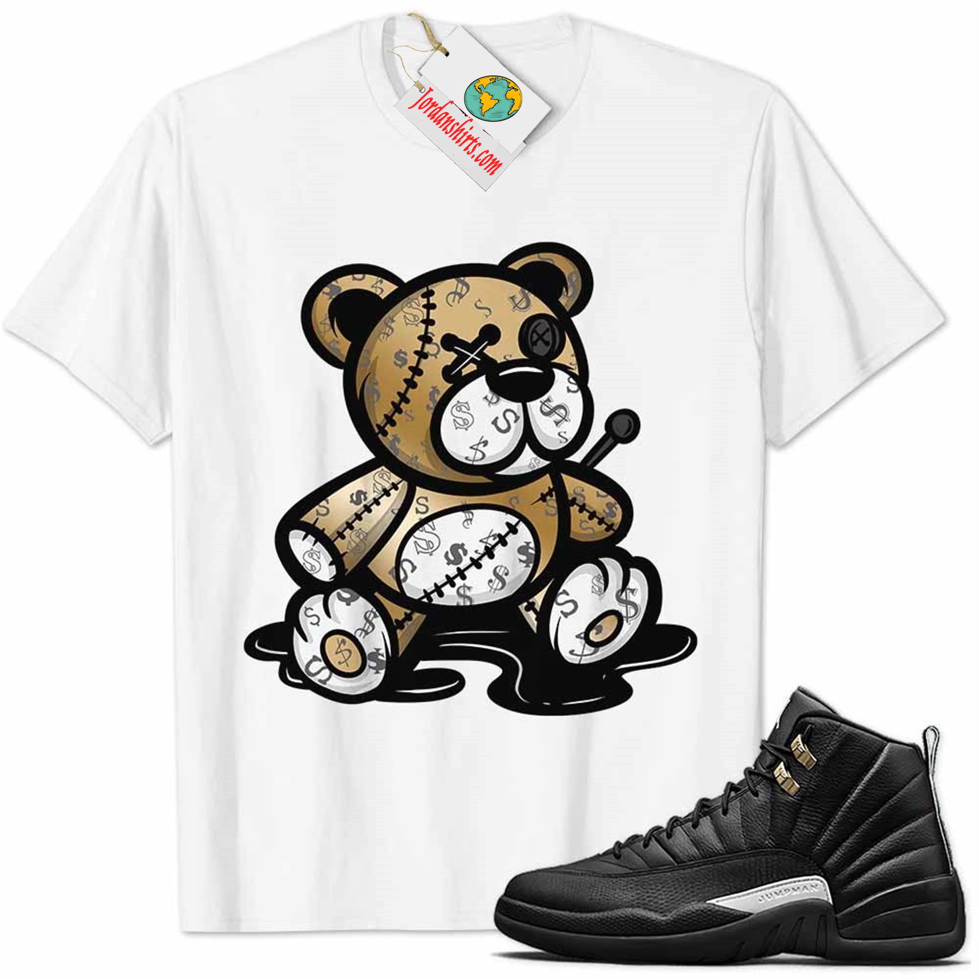 Jordan 12 Shirt, Jordan 12 Master Shirt Teddy Bear All Money In White Plus Size Up To 5xl