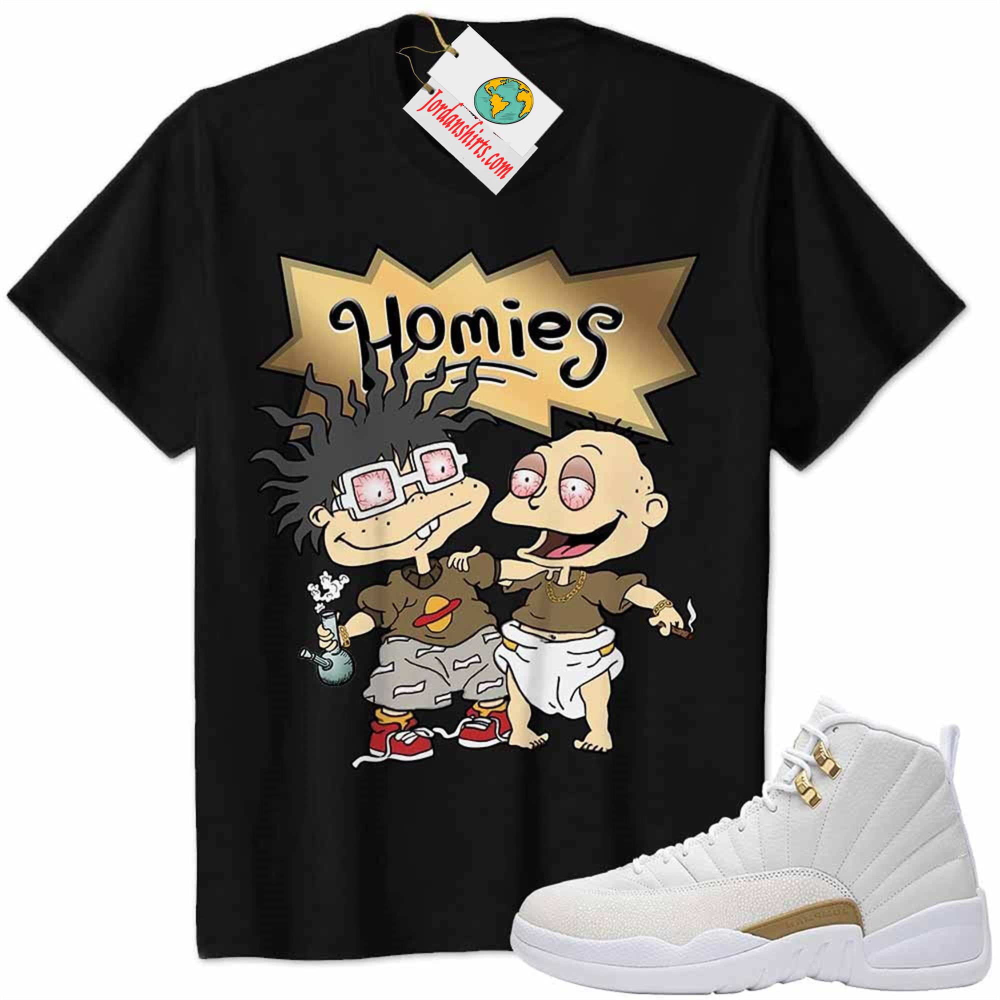 Jordan 12 Shirt, Jordan 12 Ovo Shirt Hommies Tommy Pickles Chuckie Finster Rugrats Black Plus Size Up To 5xl