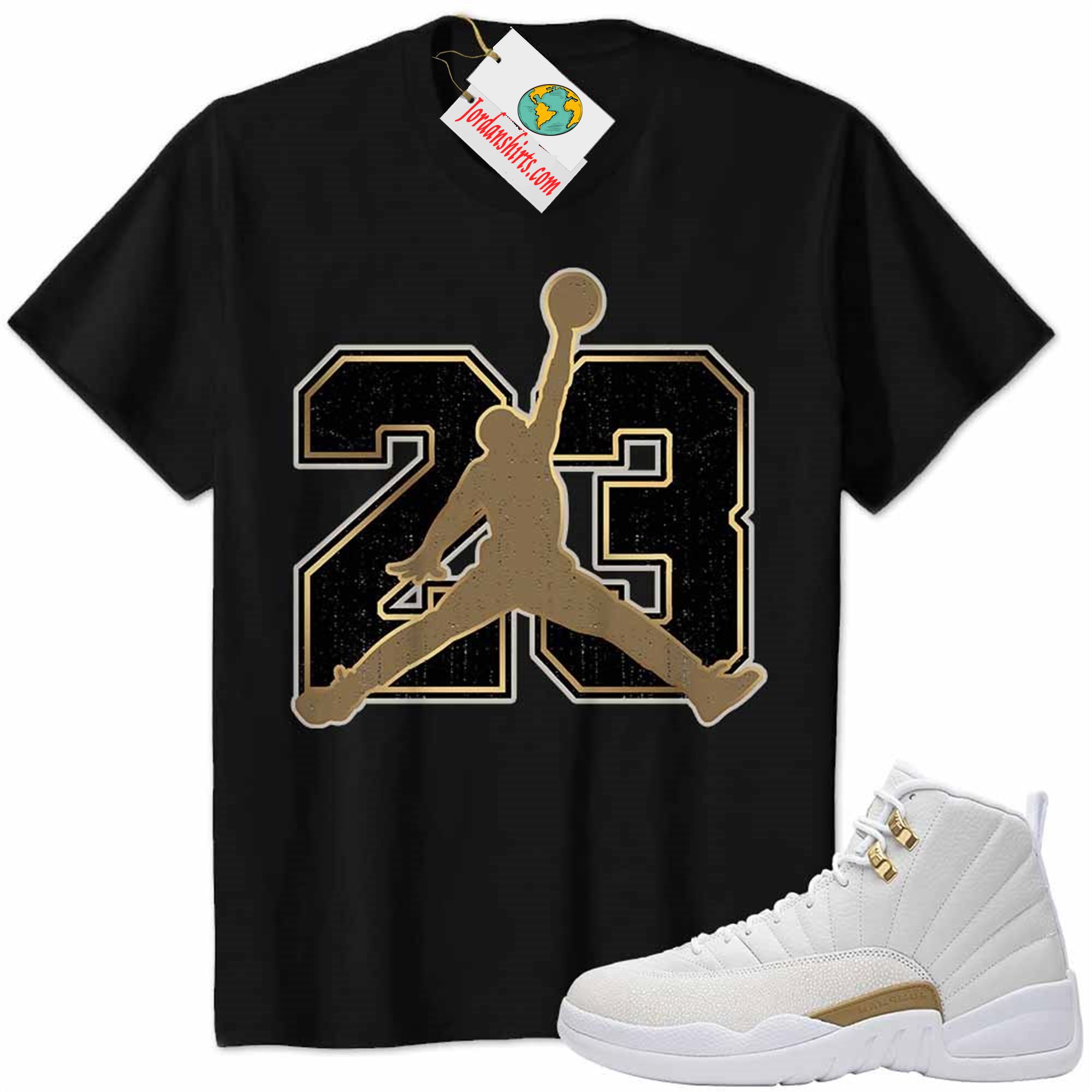 Jordan 12 Shirt, Jordan 12 Ovo Shirt Jumpman No23 Black Full Size Up To 5xl