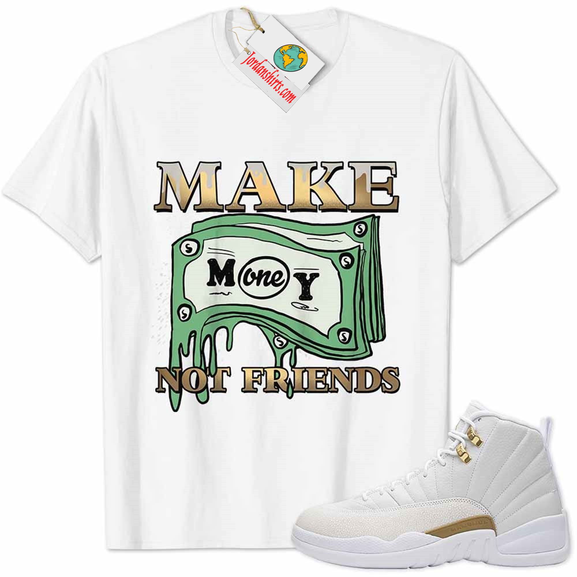 Jordan 12 Shirt, Jordan 12 Ovo Shirt Make Money Graffiti White Size Up To 5xl