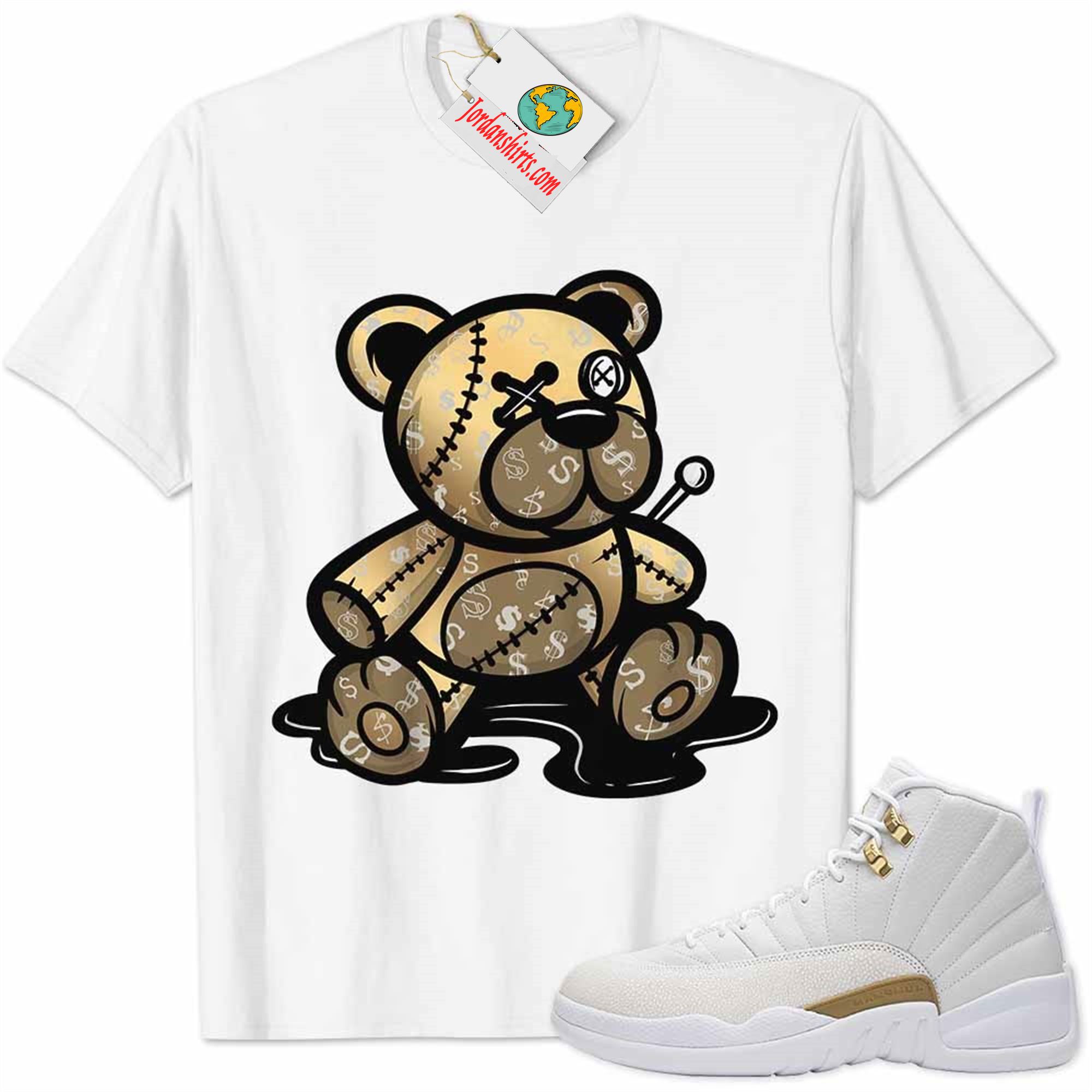 Jordan 12 Shirt, Jordan 12 Ovo Shirt Teddy Bear All Money In White Full Size Up To 5xl
