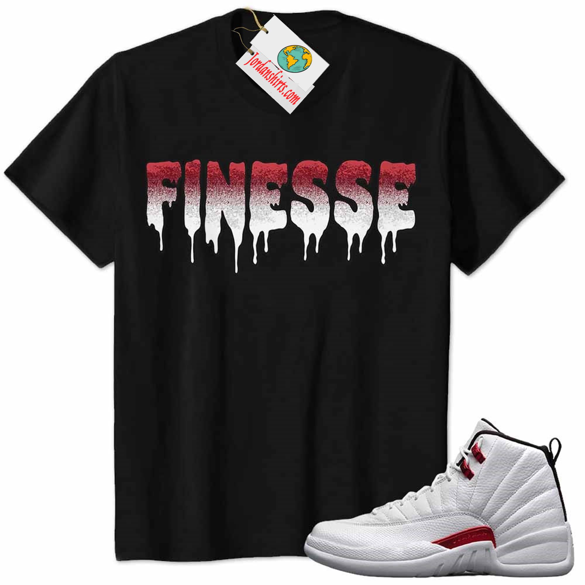 Jordan 12 Shirt, Jordan 12 Twist Shirt Finesse Drip Black Plus Size Up To 5xl
