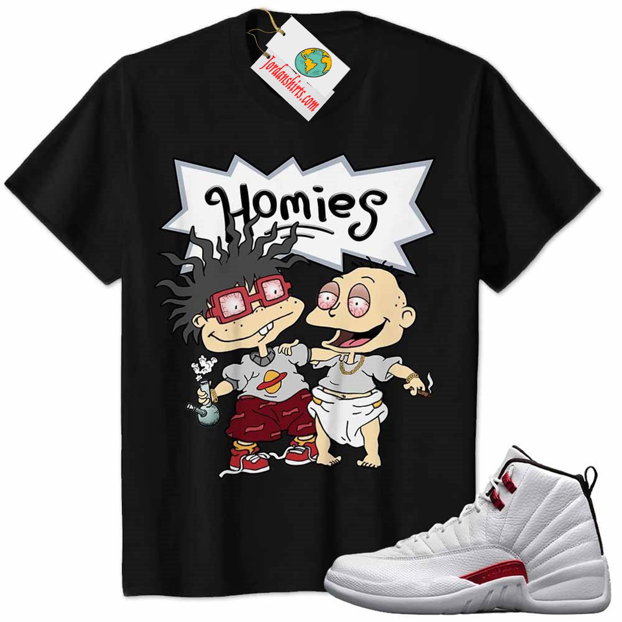 Jordan 12 Shirt, Jordan 12 Twist Shirt Hommies Tommy Pickles Chuckie Finster Rugrats Black Size Up To 5xl