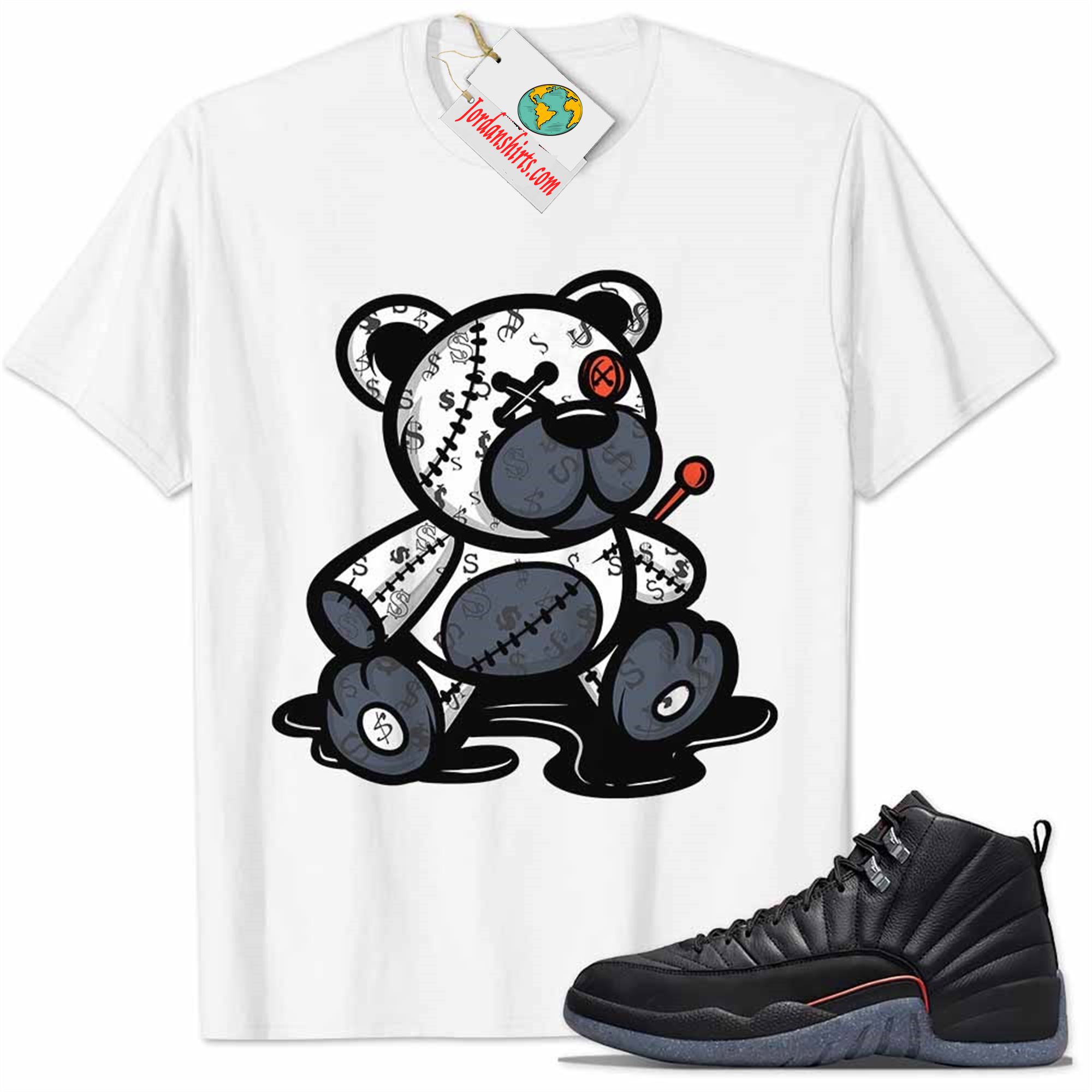 Jordan 12 Shirt, Jordan 12 Utility Grind Shirt Teddy Bear All Money In White Full Size Up To 5xl